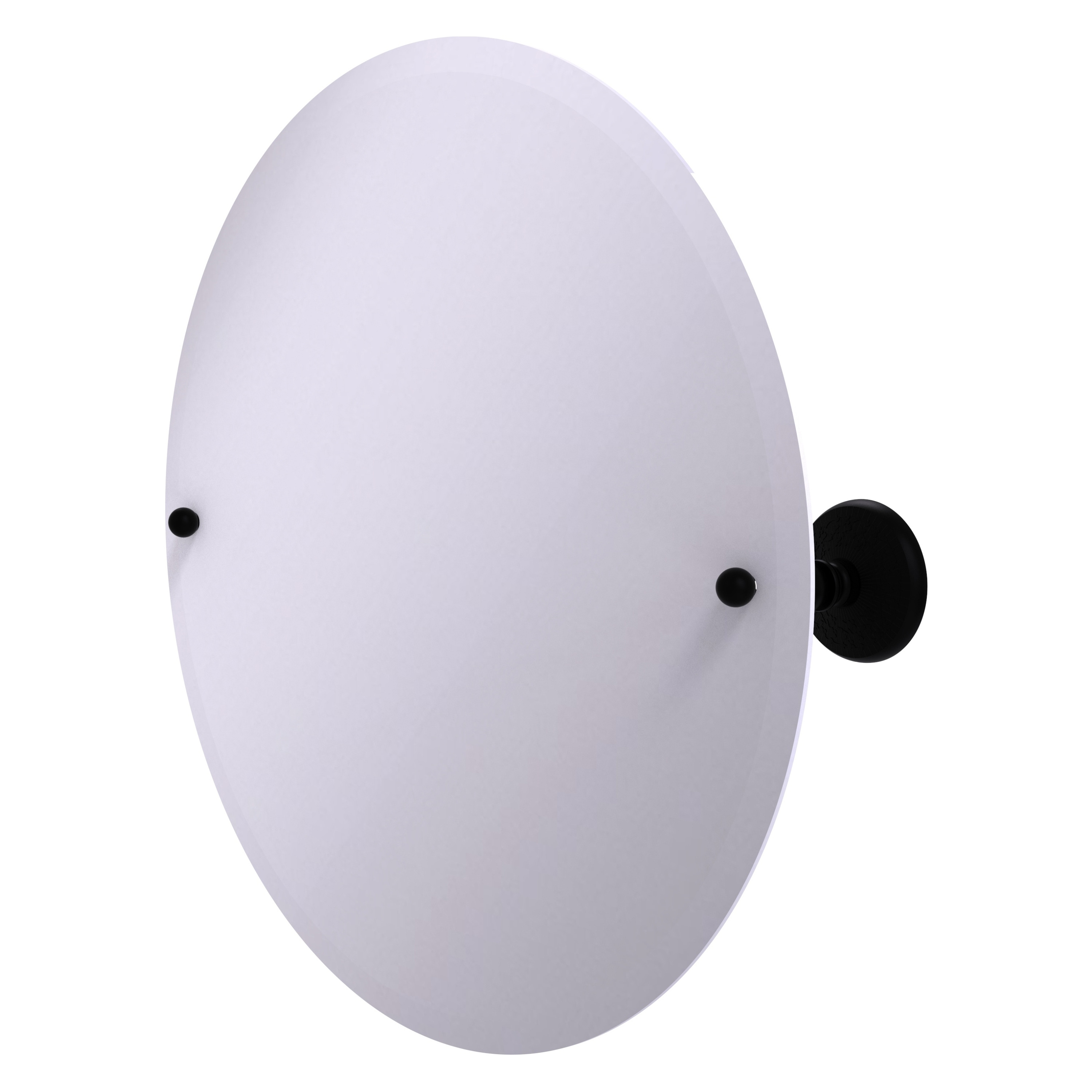 Allied Brass PMC-90-BKM Prestige Monte Carlo 22-Inches x 22-Inches Beveled Frameless Round Tilting Bathroom Vanity Mirror ( Matte Black )