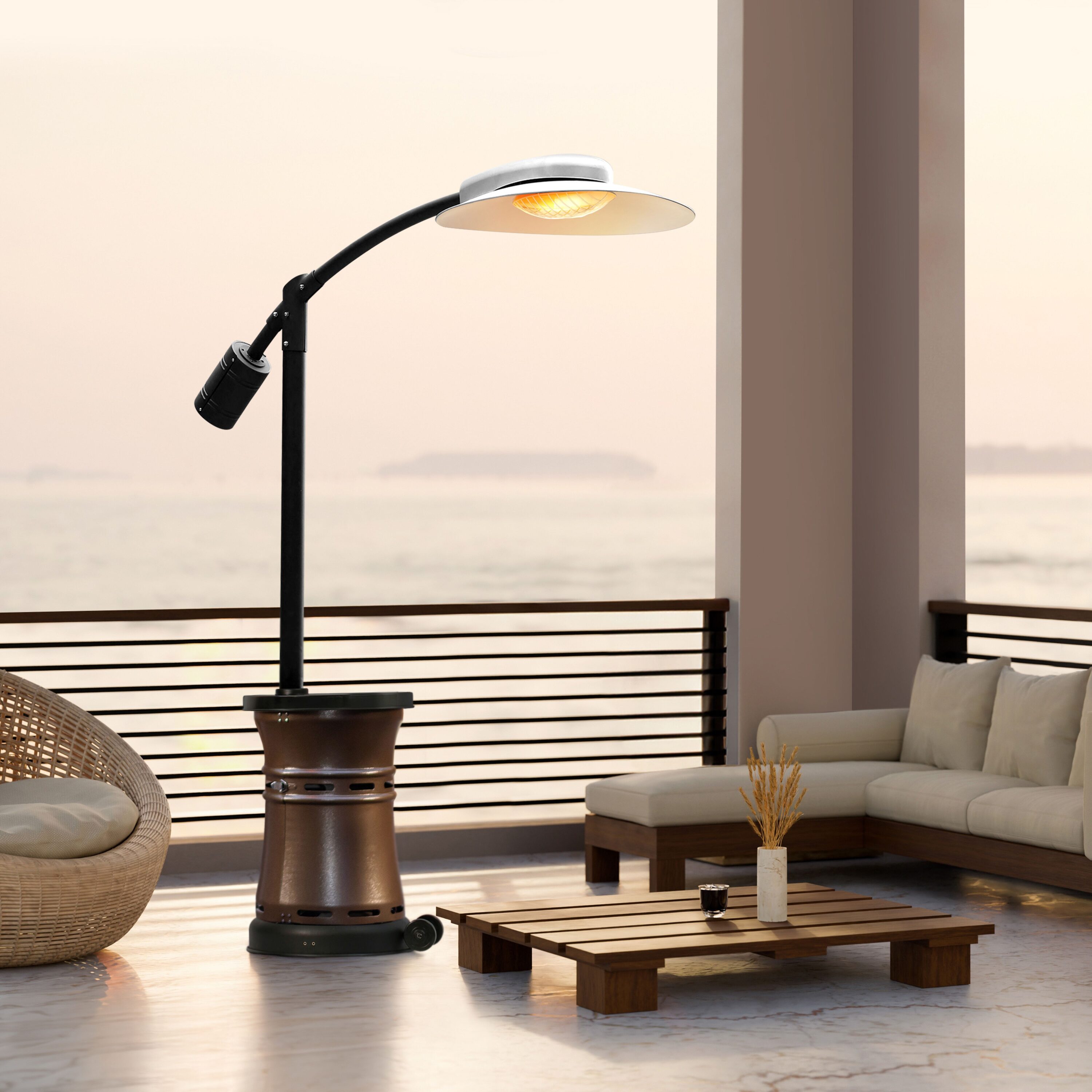 Paragon Outdoor OH-BL32-9M 32000 -BTU Hammertone Bronze Steel Floorstanding Liquid propane Patio Heater