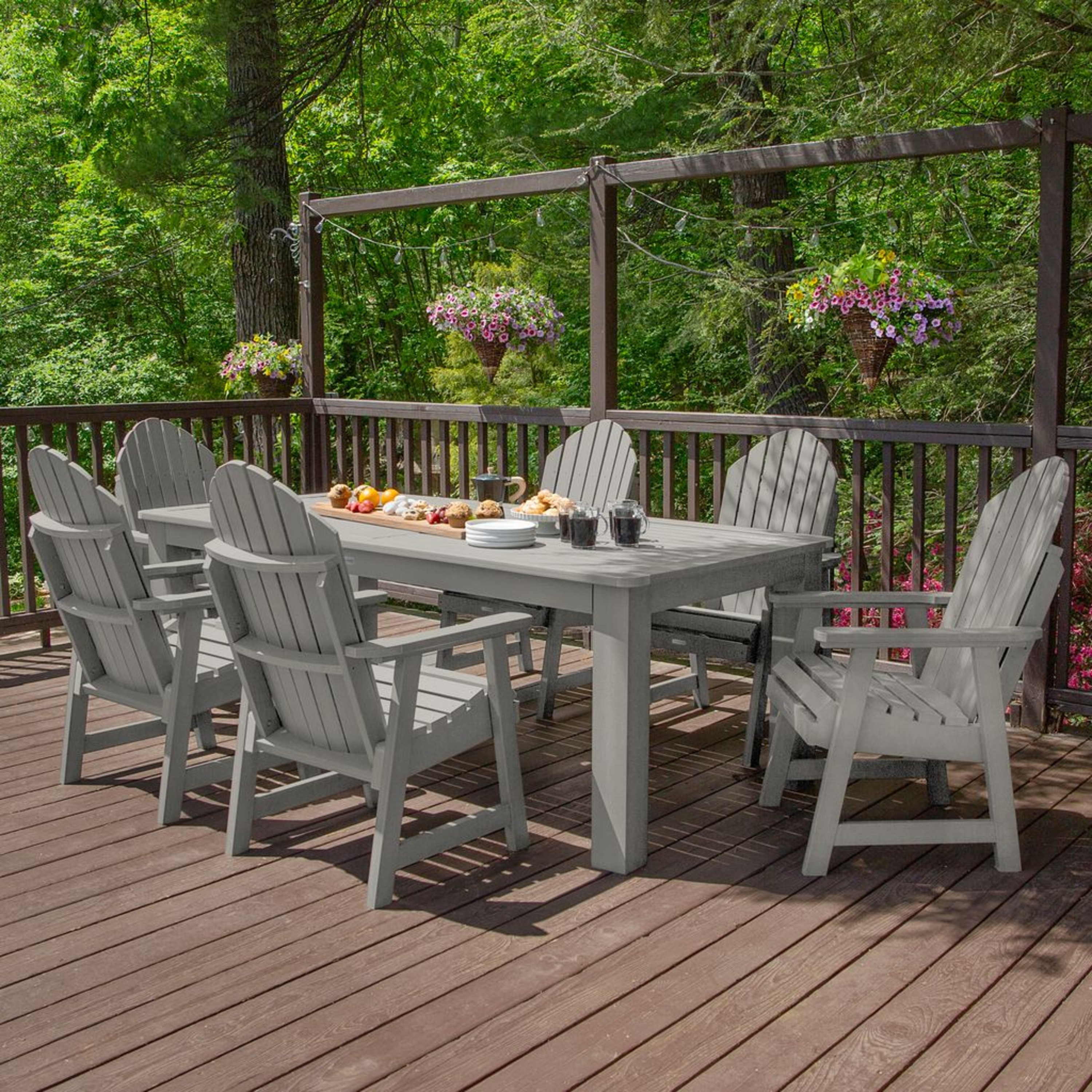 highwood AD-ST7HM1CO5AA-HGR Hamilton 7 -Piece Harbor Gray Patio Dining Set Plastic Rectangle Table with 6 Stationary Chairs