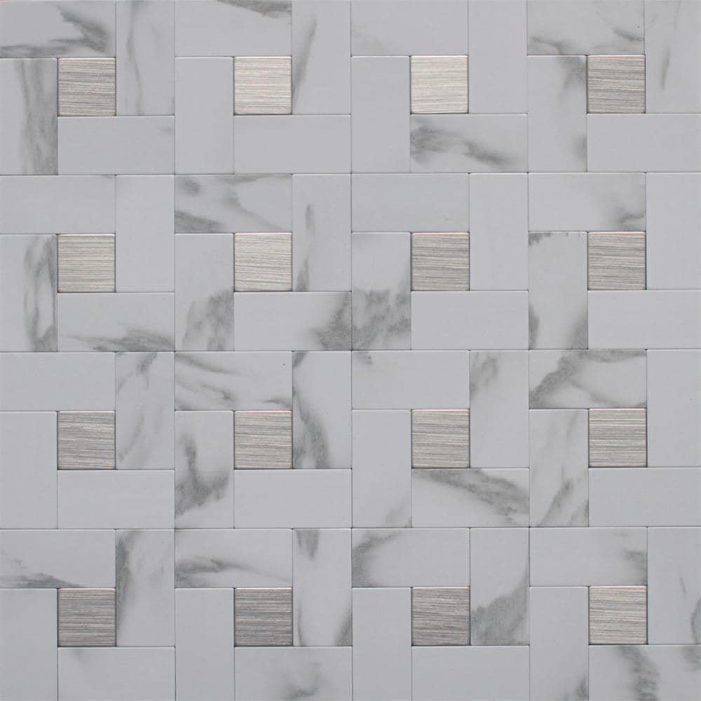 Instant Mosaic 6-Pack 12-in x 12-in Metallic Metal Versailles Peel & Stick Tile