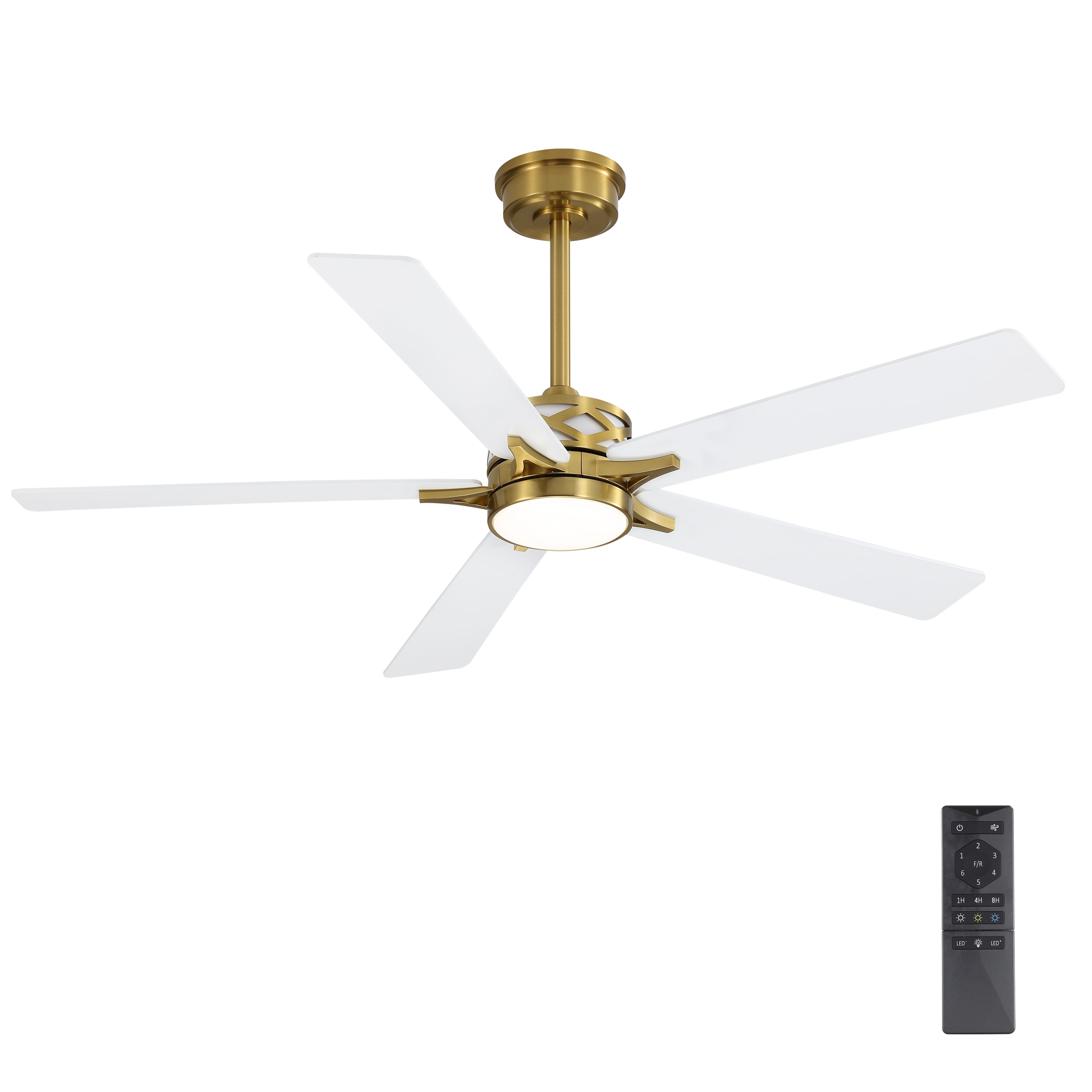 MLIAN WBCF-BS210-GW 72-in Integrated LED White with White Blades Ceiling Fan With Light - Remote Included ( 5 -Blade )