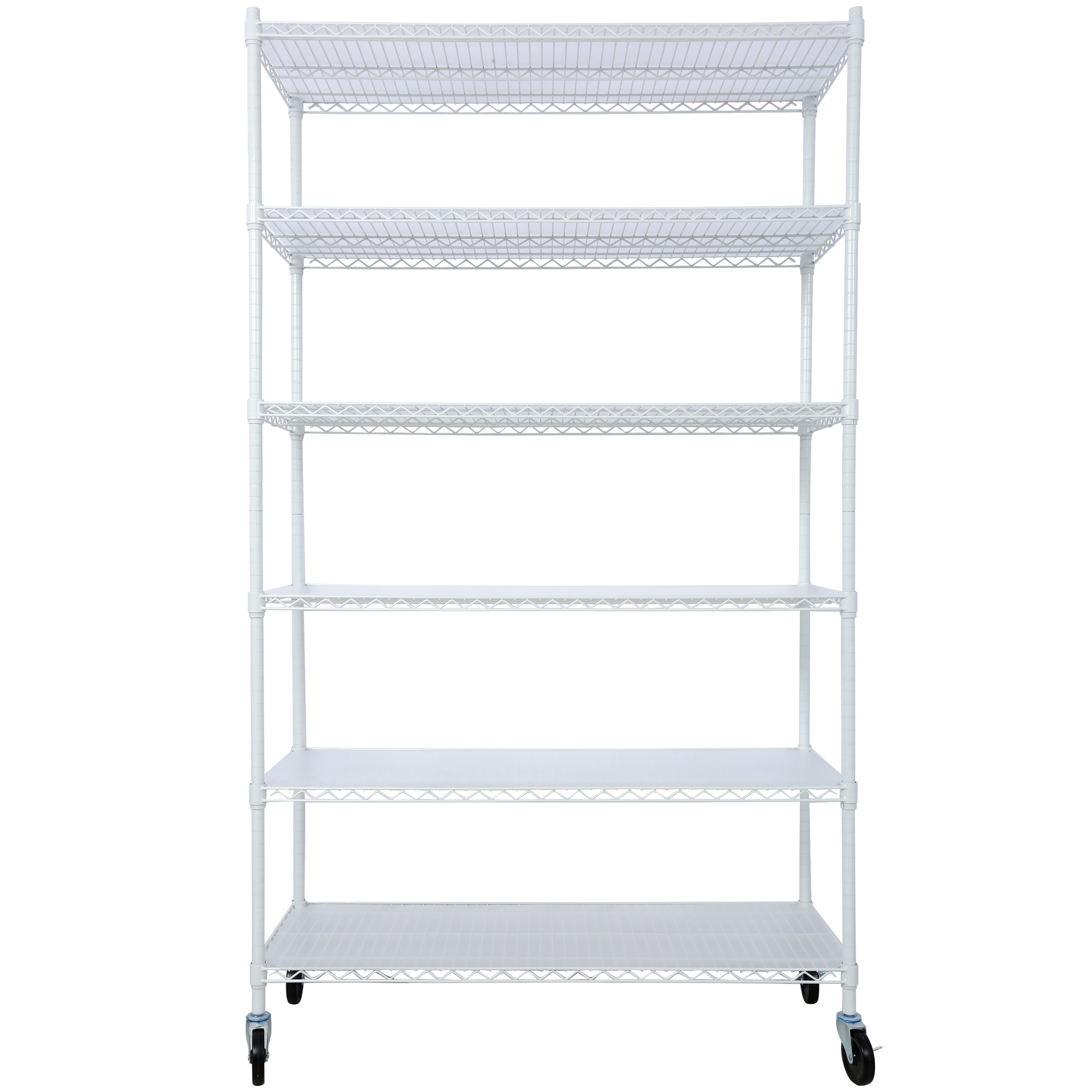 Tatayosi XH-65142121 6 Tier 6000lbs Capacity NSF Metal Shelf Wire Shelving Unit Heavy Duty Adjustable Storage Rack with Wheels  Shelf Liners for Commercial Grade Utility Steel Storage Rack white - 84inchesH x 48inchesL x 20inchesD