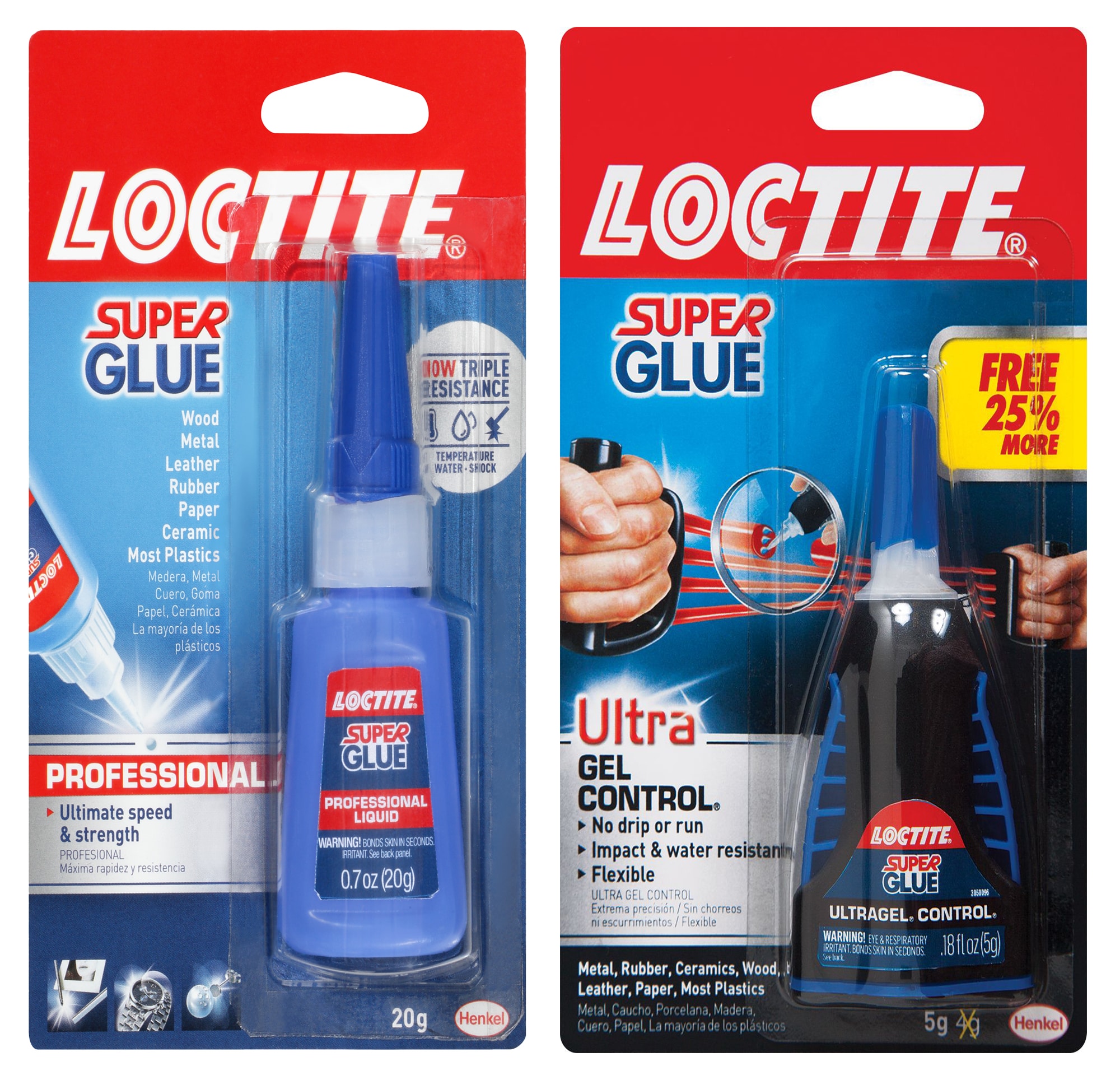 LOCTITE Ultra Gel Control Super Glue, 1 Bottle with Professional Liquid  Super Glue, 1 Bottle