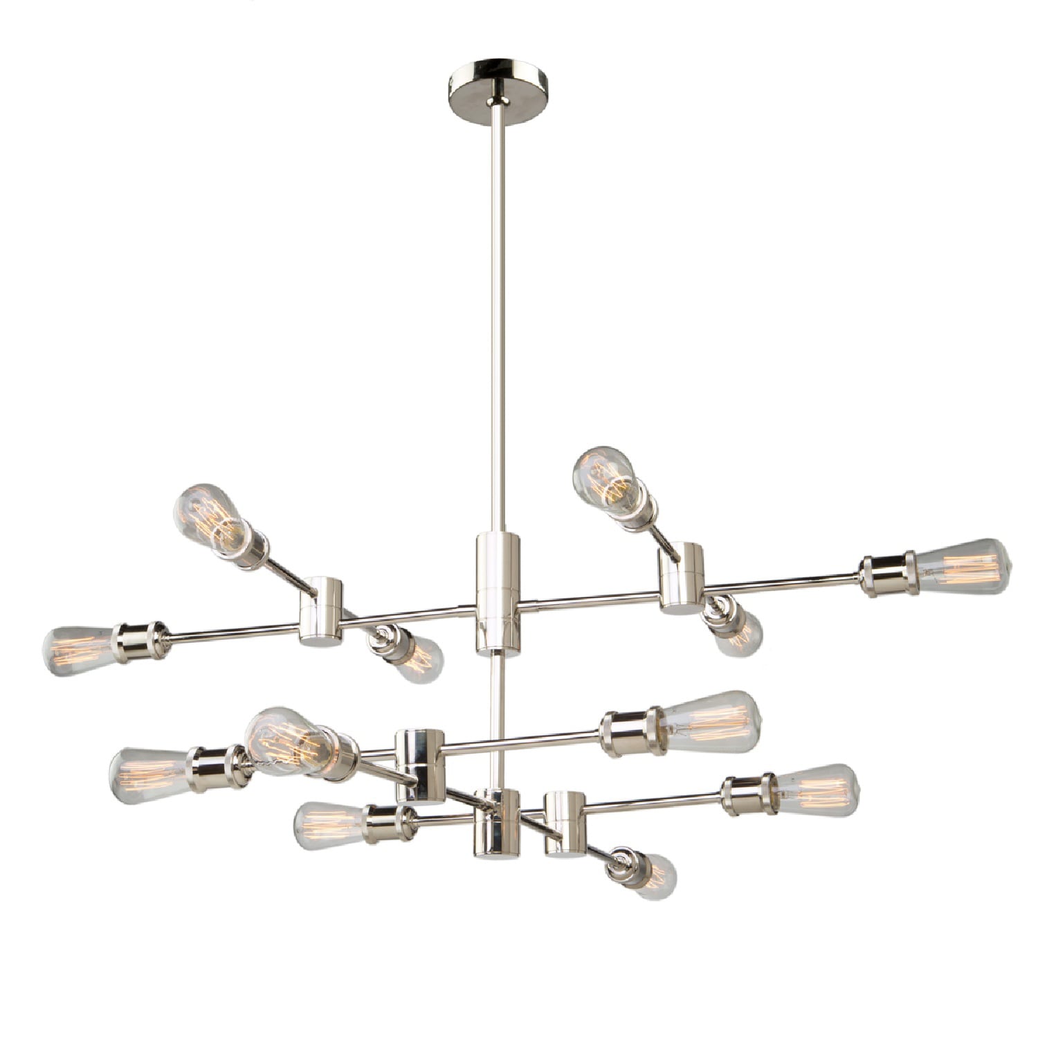 ARTCRAFT AC10782PN Tribeca 12 -Light Nickel Industrial For Use in Bedrooms, Dining Rooms, Foyers, Kitchens, Living Rooms Chandelier
