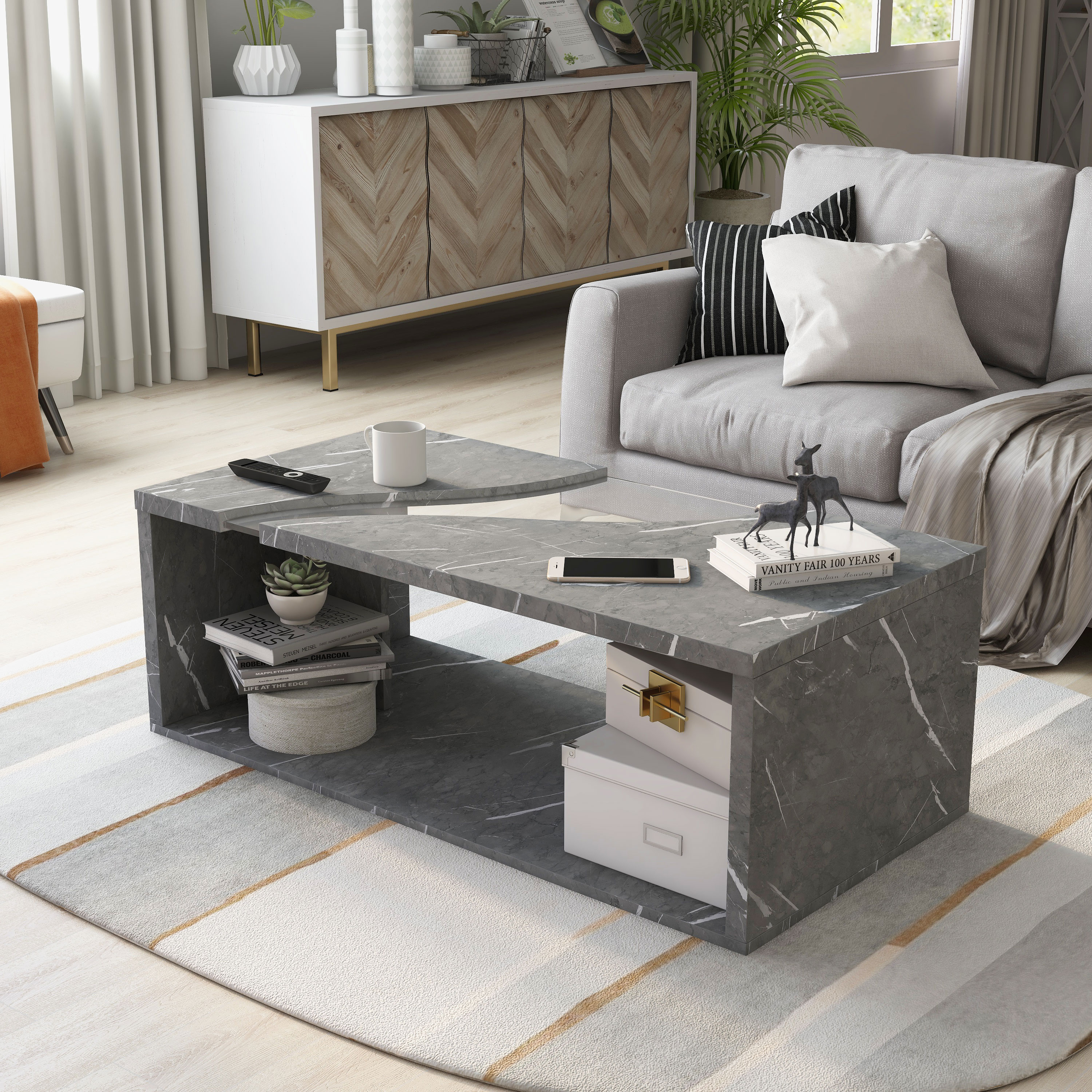 Furniture of America FGI-1892C26-G Shubert Gray Modern Coffee Table with Storage