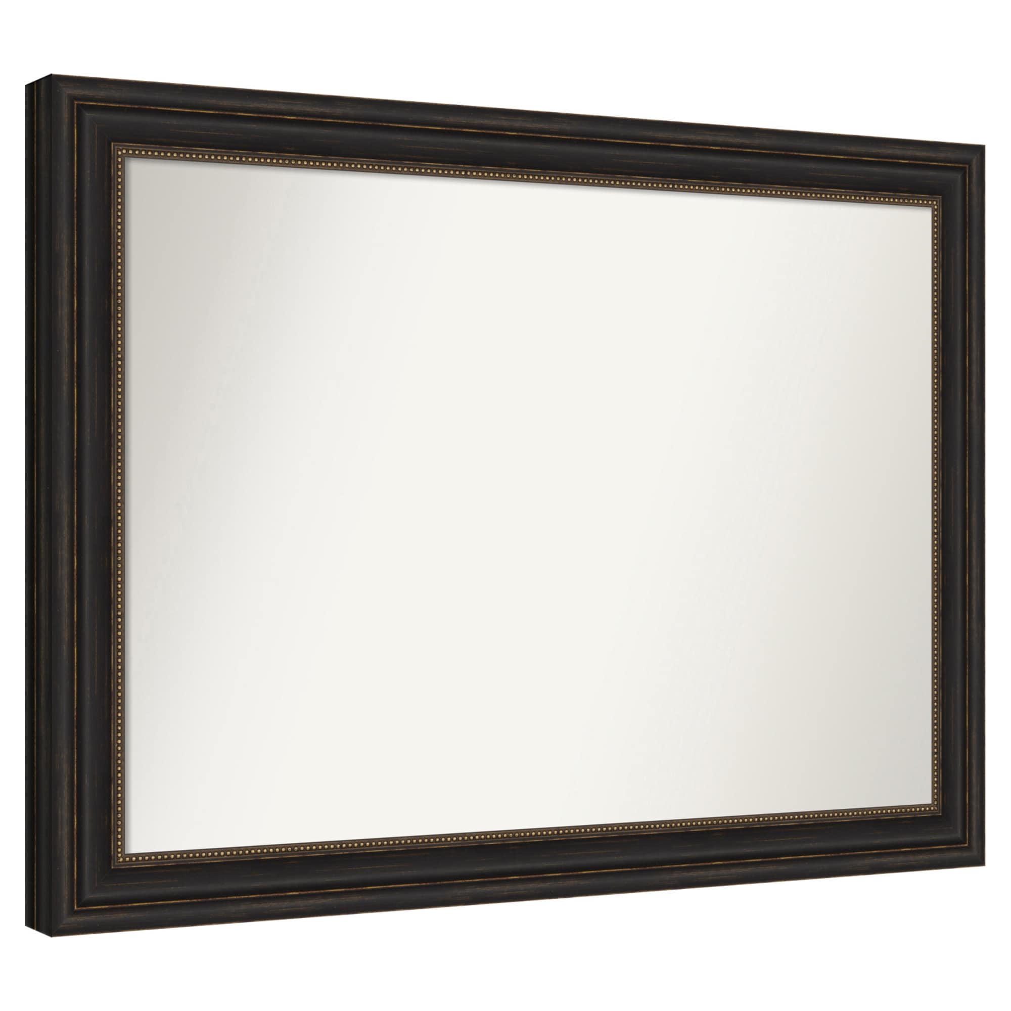 Amanti Art  Non-Beveled Mirror Accent Bronze Framed Wood Bathroom Wall Mirror 32 x 43 in.