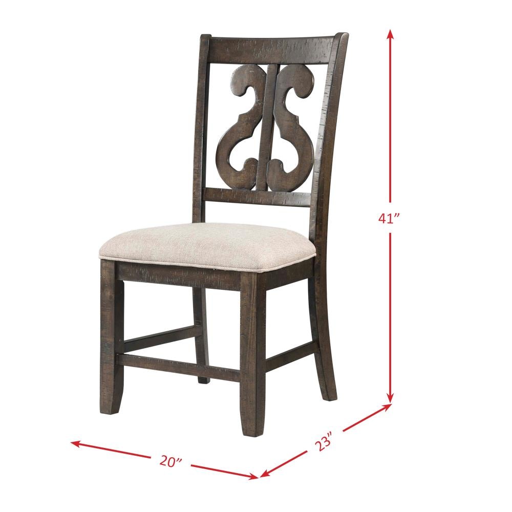 Stanford Smokey Walnut Round 5-Piece Dining Set with Light Brown Upholstered Chairs