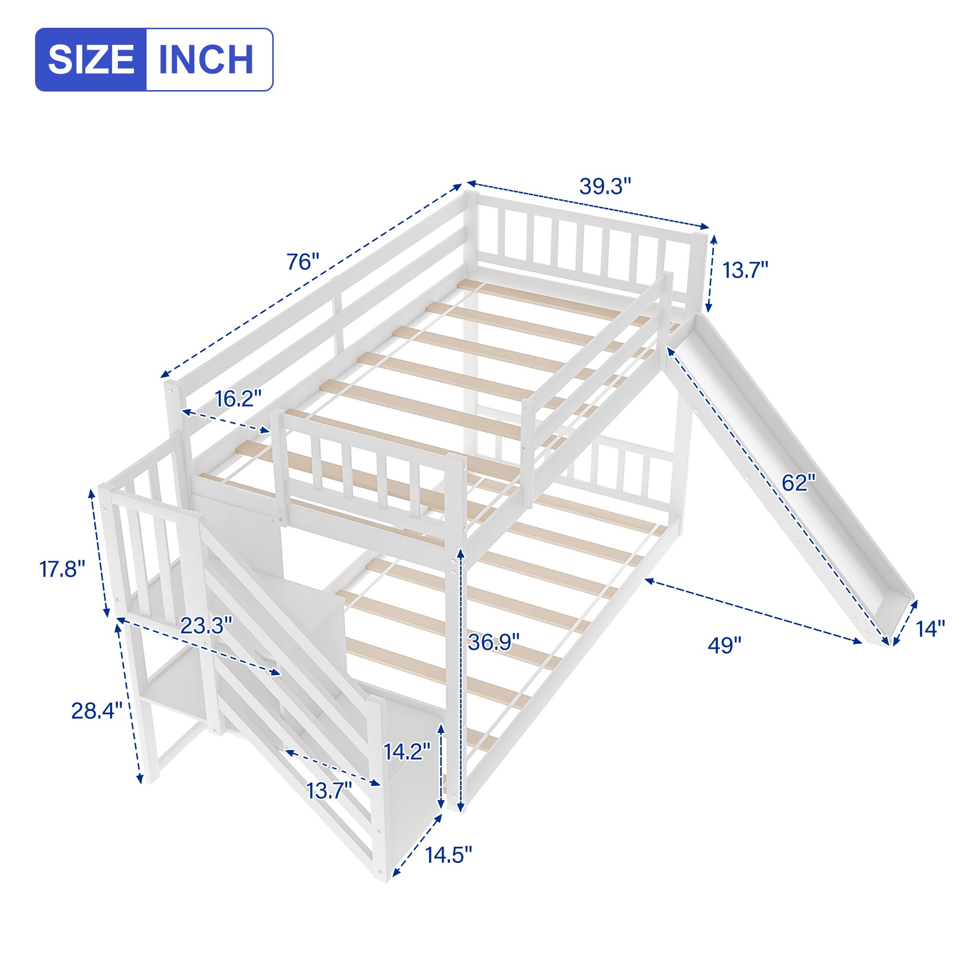 CASAINC Twin over twin bunk bed White Twin Over Twin Bunk Bed at Lowes.com