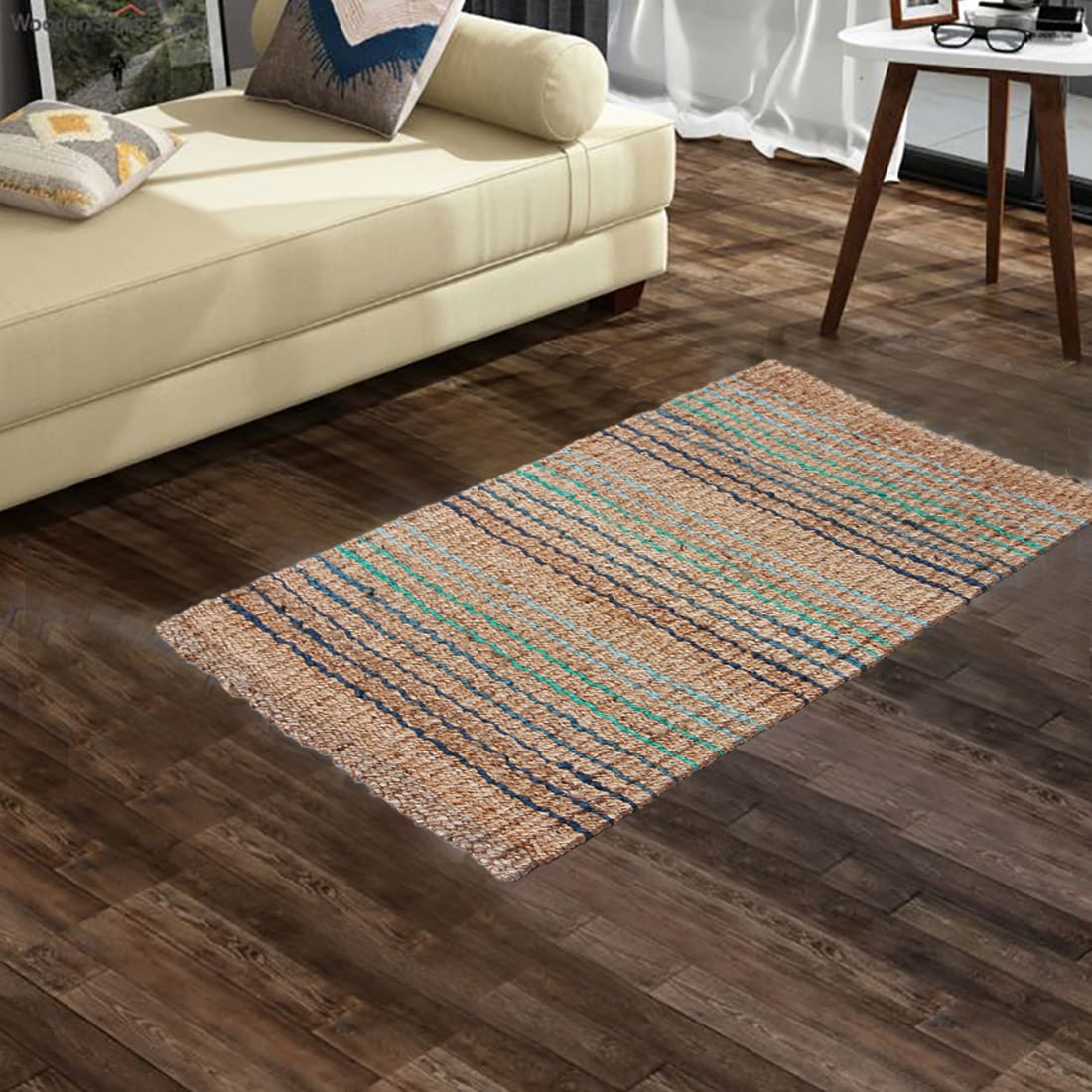 allen + roth Scatter Rugs 2 x 4 Jute Natural Indoor Stripe Area Rug in the  Rugs department at