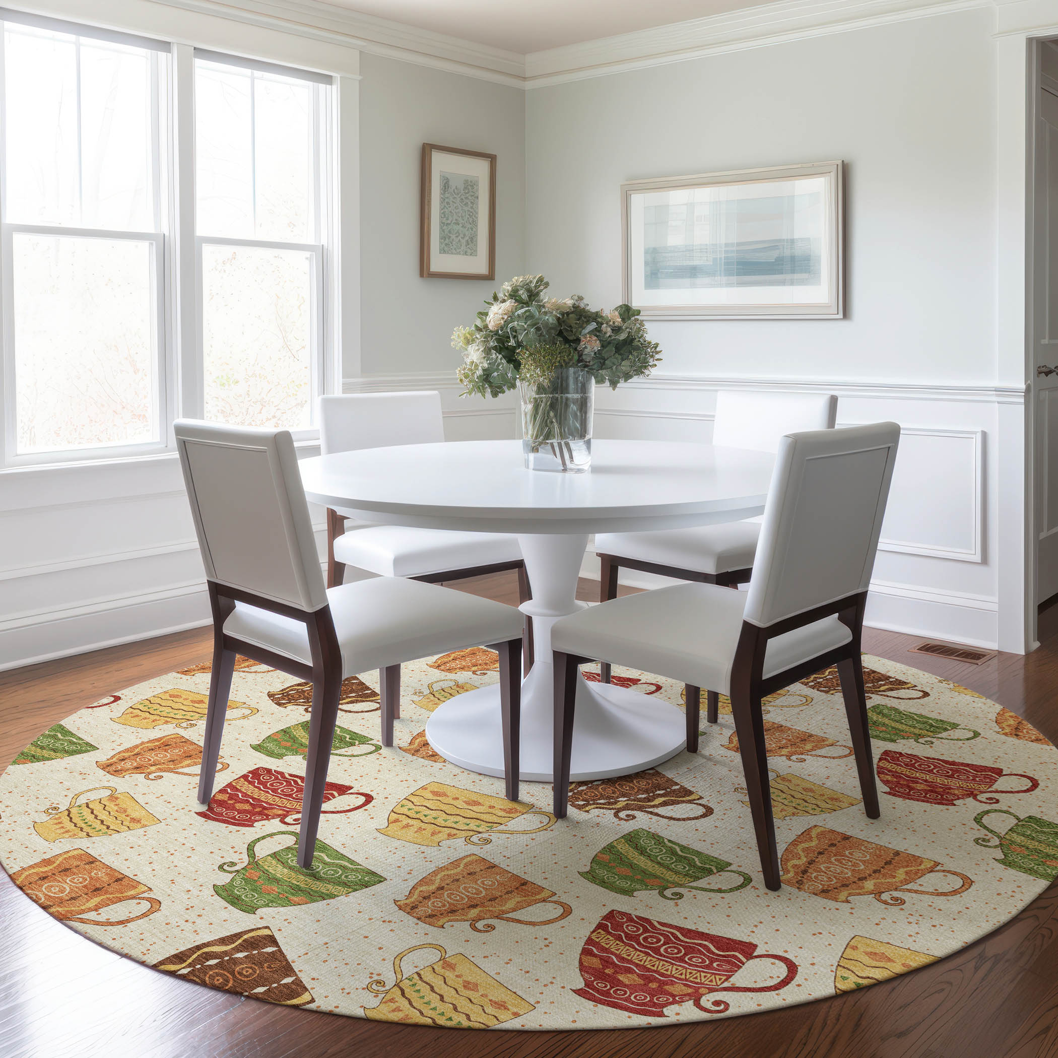 Addison Rugs AMF170MU8RO Mayfield AMF170MU 8 x 8 (ft) Loomed Polyester Multi Round Indoor Geometric Machine washable Area rug
