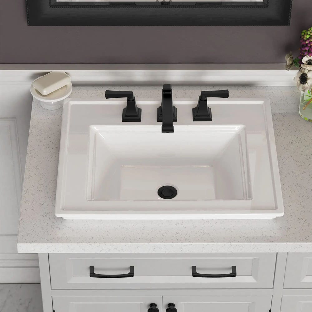 Town Square S Matte Black Widespread 2-Handle Bathroom Faucet