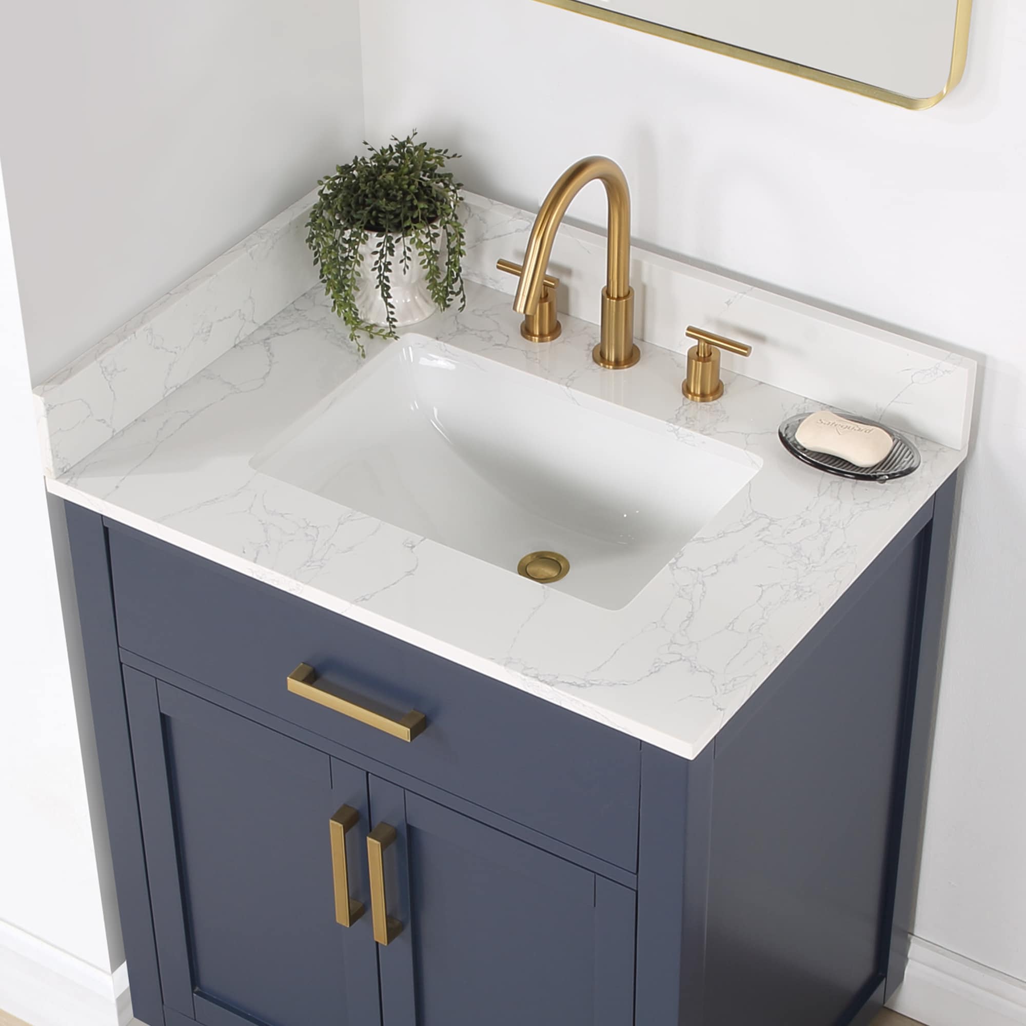 Gavino 30" Royal Blue Wood Vanity with Composite Stone Top