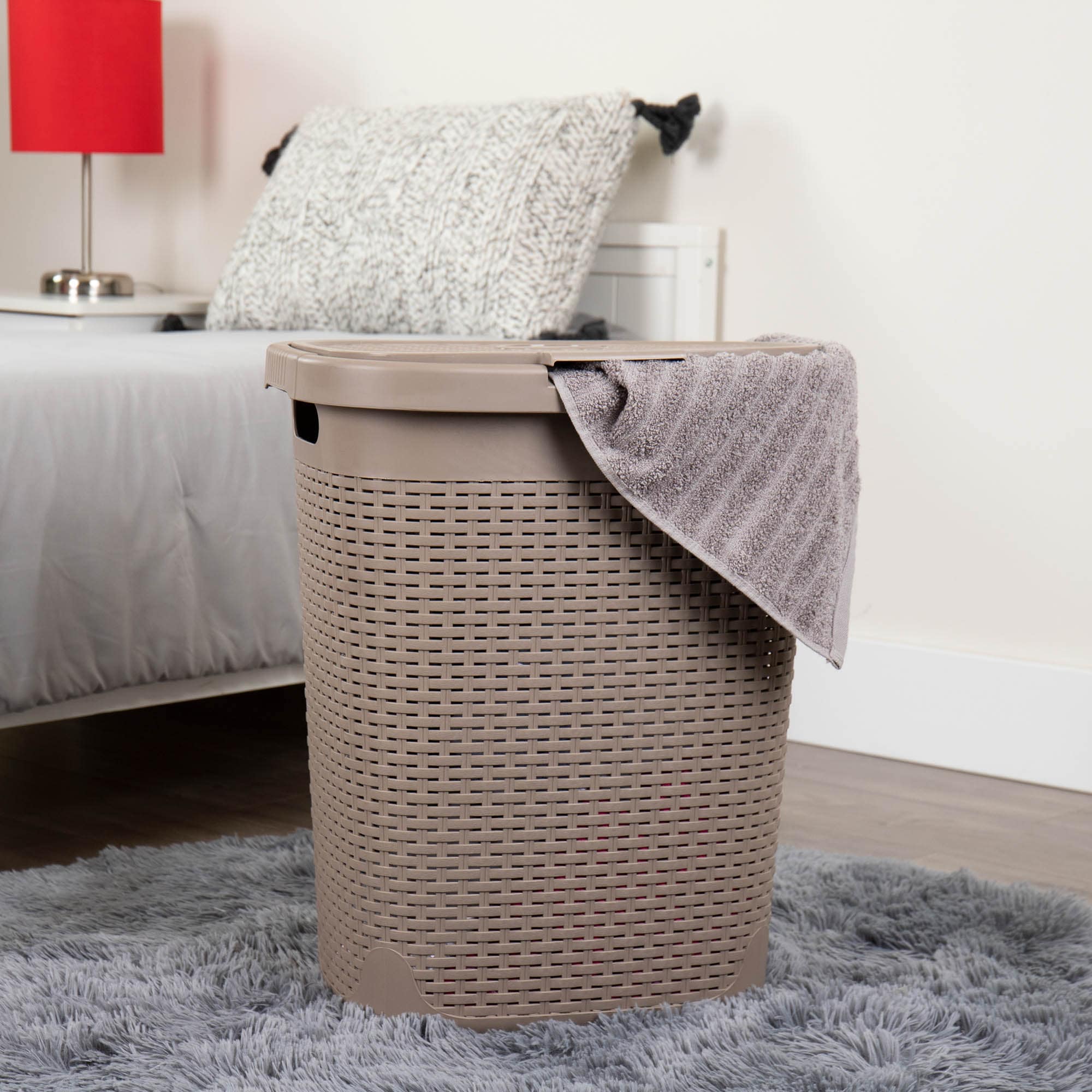 Mind Reader 50-Liter Bronze Plastic Laundry Hamper 50HAMP2PK-BRNM at ...