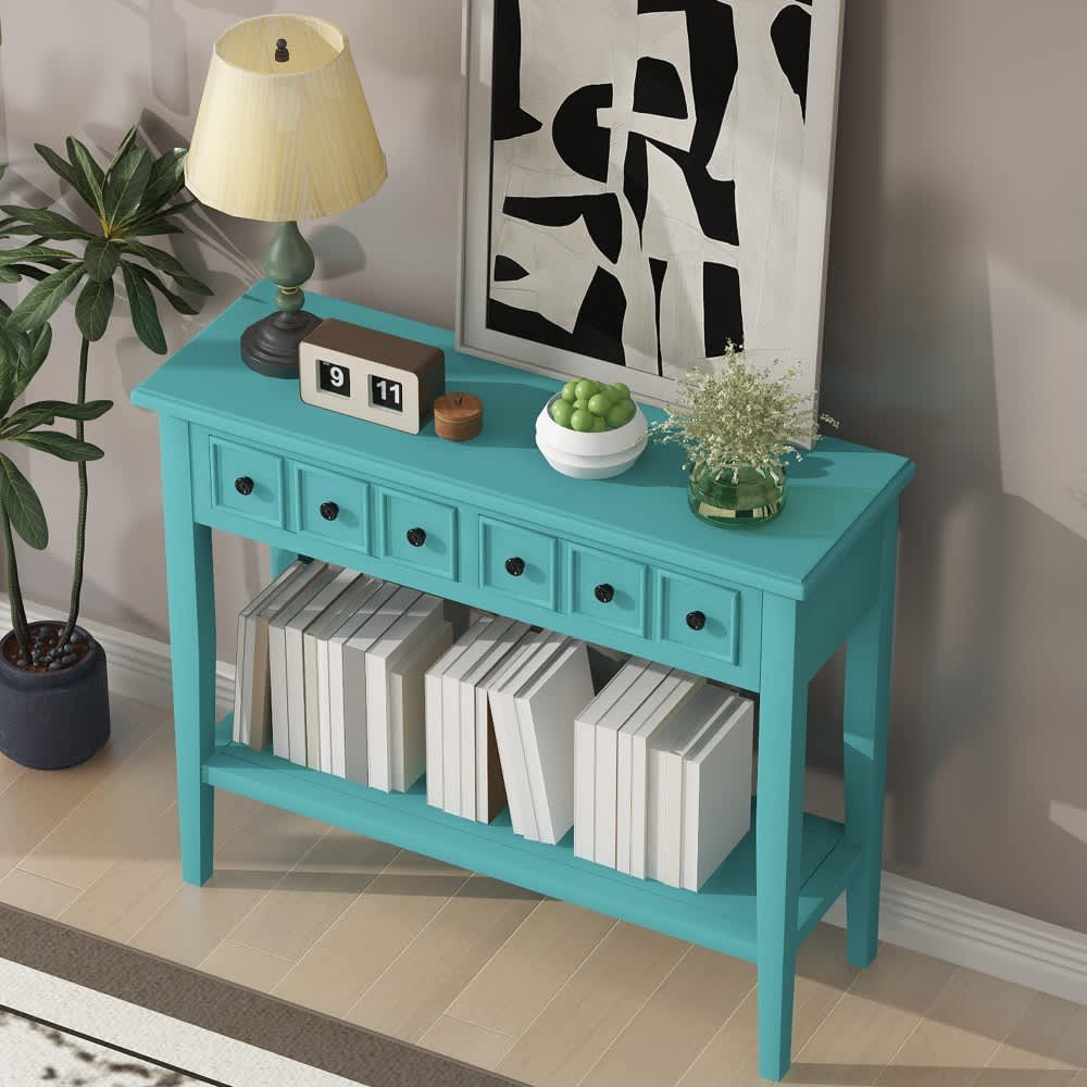 Coolbibila ABRAM-CONSOLE-TEAL Console-Sofa-Tables - View #5