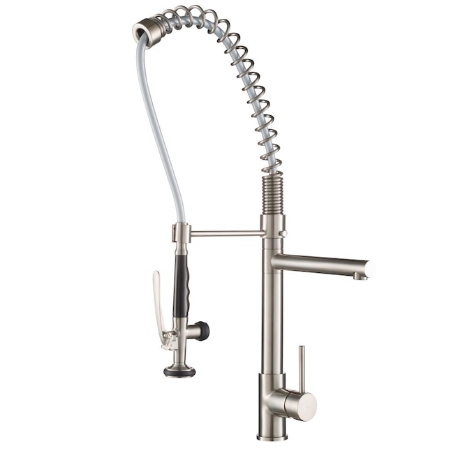 Kraus Premier Kitchen Faucet Stainless Steel 1-Handle Deck-Mount Pre-rinse Handle Kitchen Faucet Kraus Premier Kitchen Faucet Stainless Steel 1-Handle Deck-Mount Pre-rinse Handle Kitchen Faucet