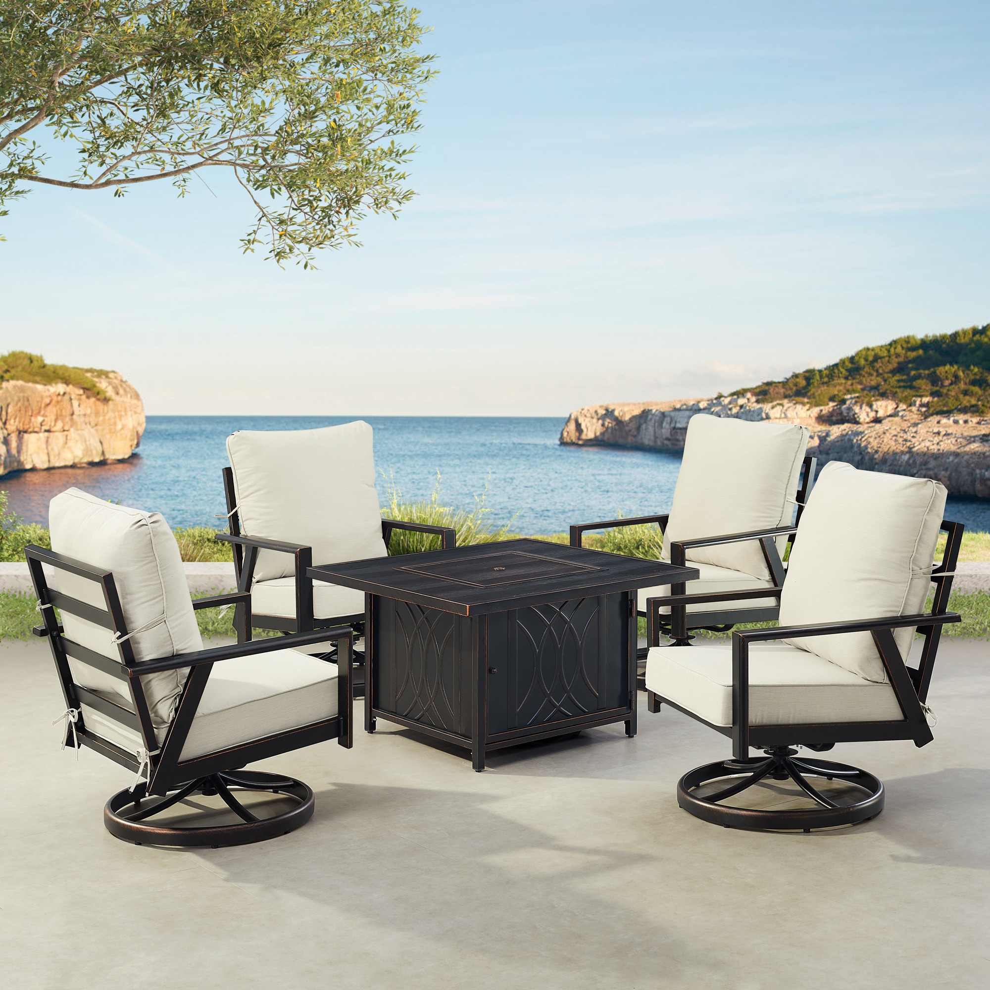 Oakland Living LUX-4CH-CAVE-LGCU-AC Patio-Conversation-Sets - View #2