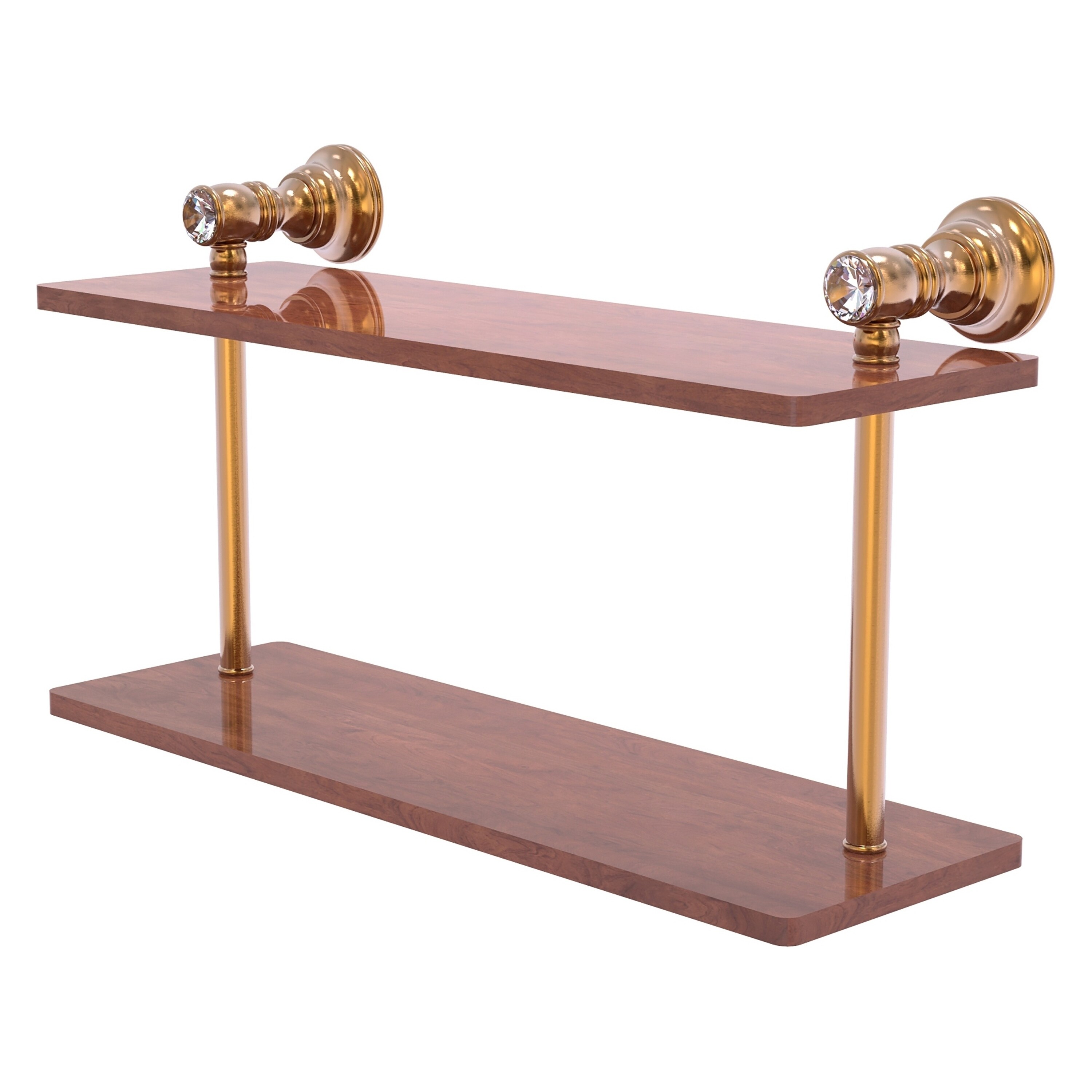 Allied Brass CC-2-16-IRW-BBR Carolina Crystal Brushed Bronze 2 -Tier Wall mount Bathroom Shelf ( 16-in x 9.2-in x 5-in )