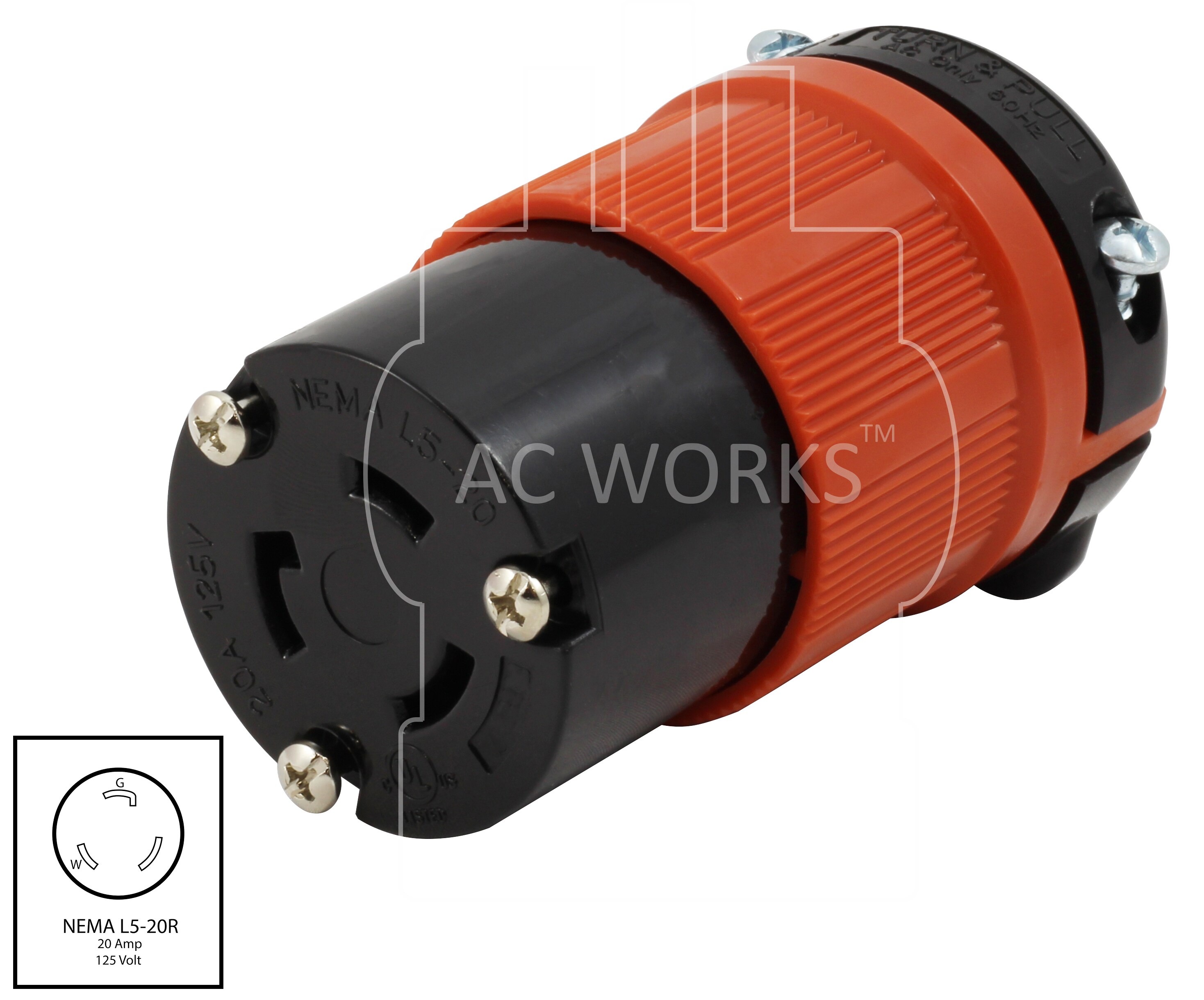 AC WORKS AC Connectors 20-Amp 125-Volt NEMA L5-20r 3-wire Grounding ...