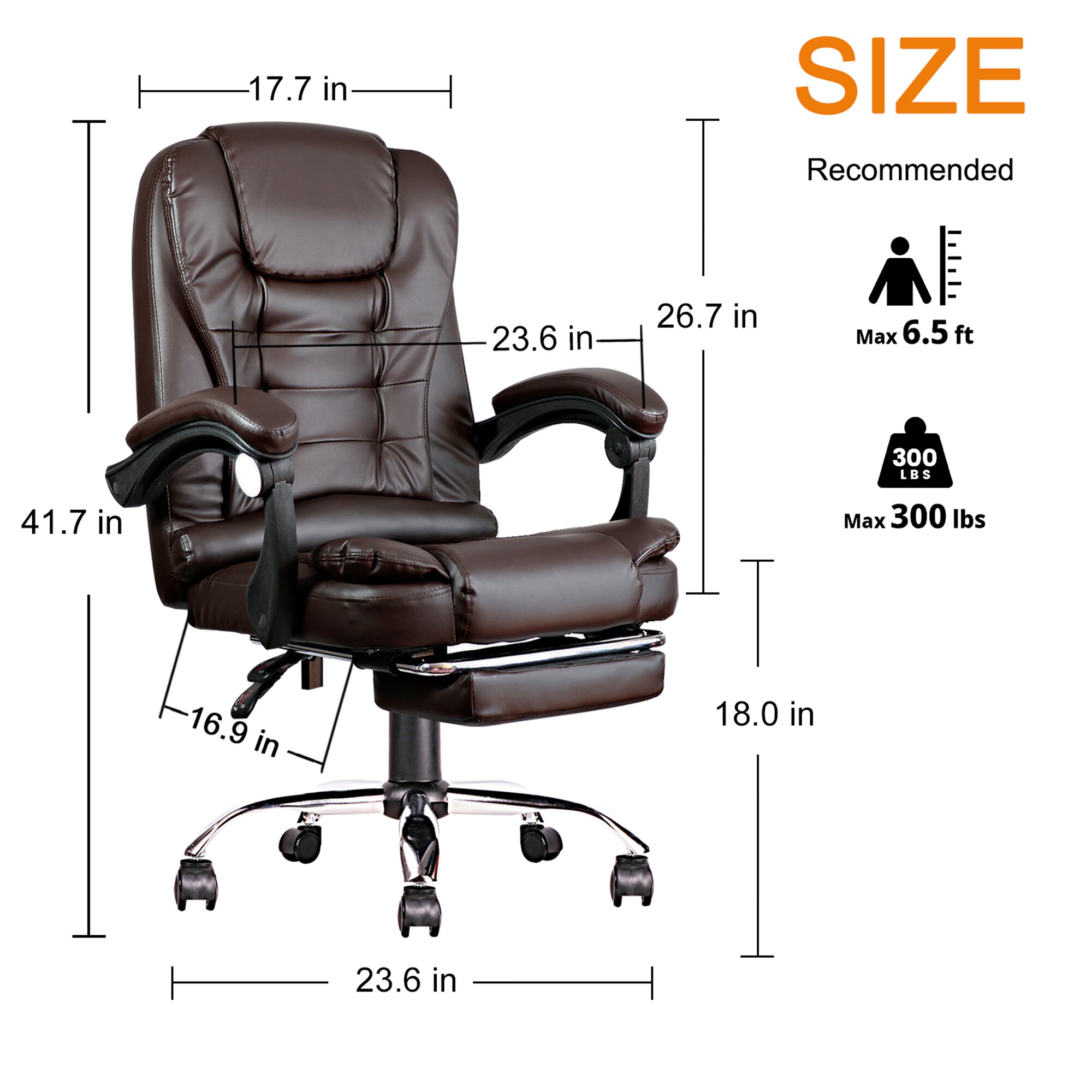 XIZZI Dark Brown Office Chair Traditional Ergonomic Adjustable