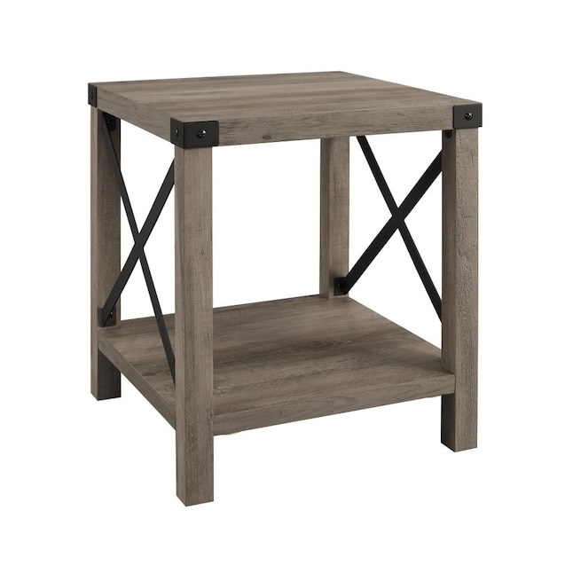 Walker Edison Grey Wash Wood Veneer, Gray Rustic Side Table