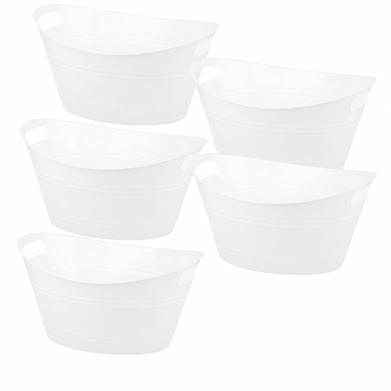 Aoibox  6 Pack Plastic Oval Storage Tub Ice Bucket for Wine Beer Champagne 4 5 Liter Clear 12 5 x 9 5 x 6 2 in