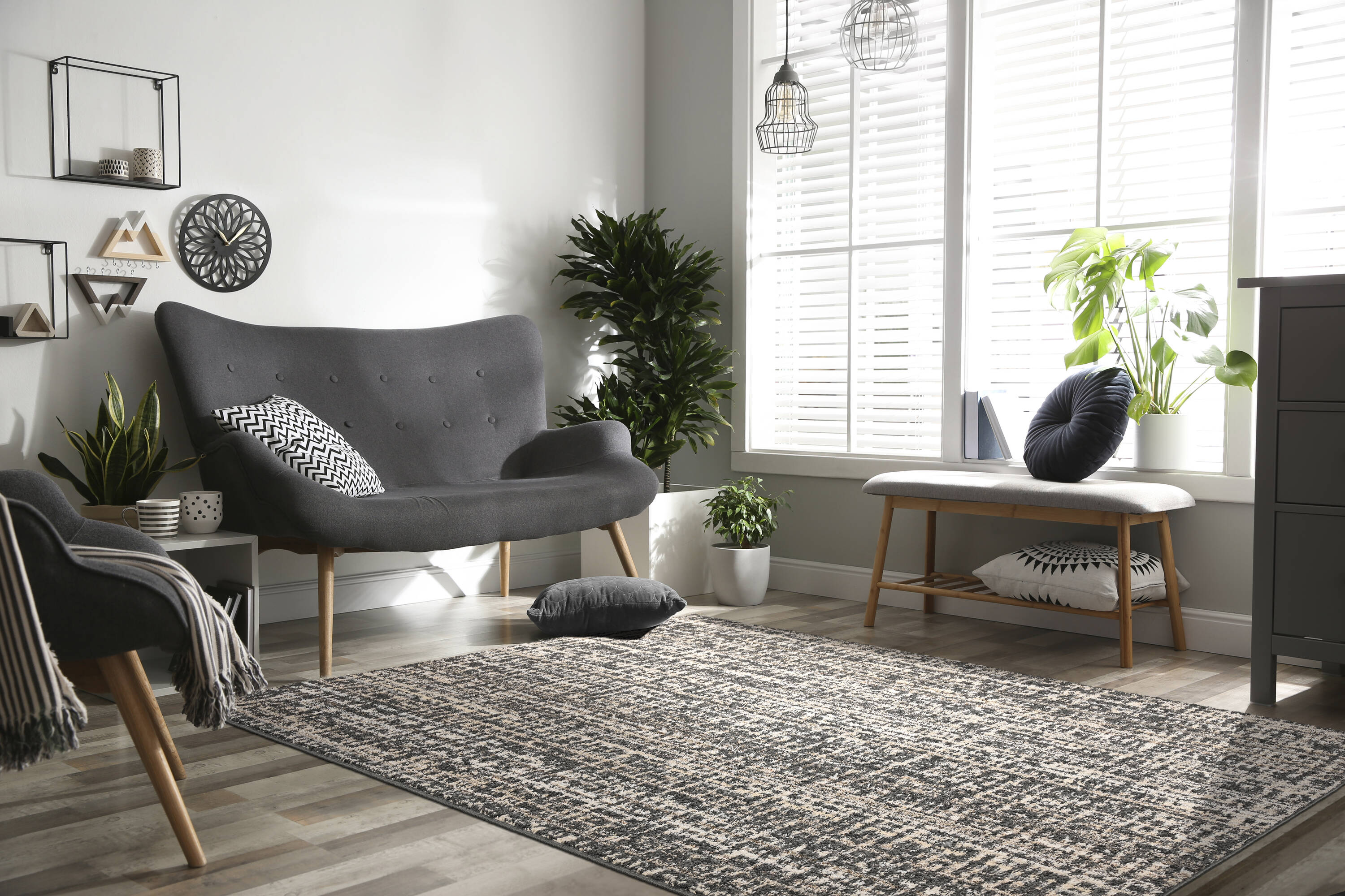 Garland Rug RUMBA0N072108GG7 Rumba 6 x 9 (ft) Tufted Polypropylene Cinder Gray/Earth Tone Rectangular Indoor Abstract Mid-Century Modern Area rug