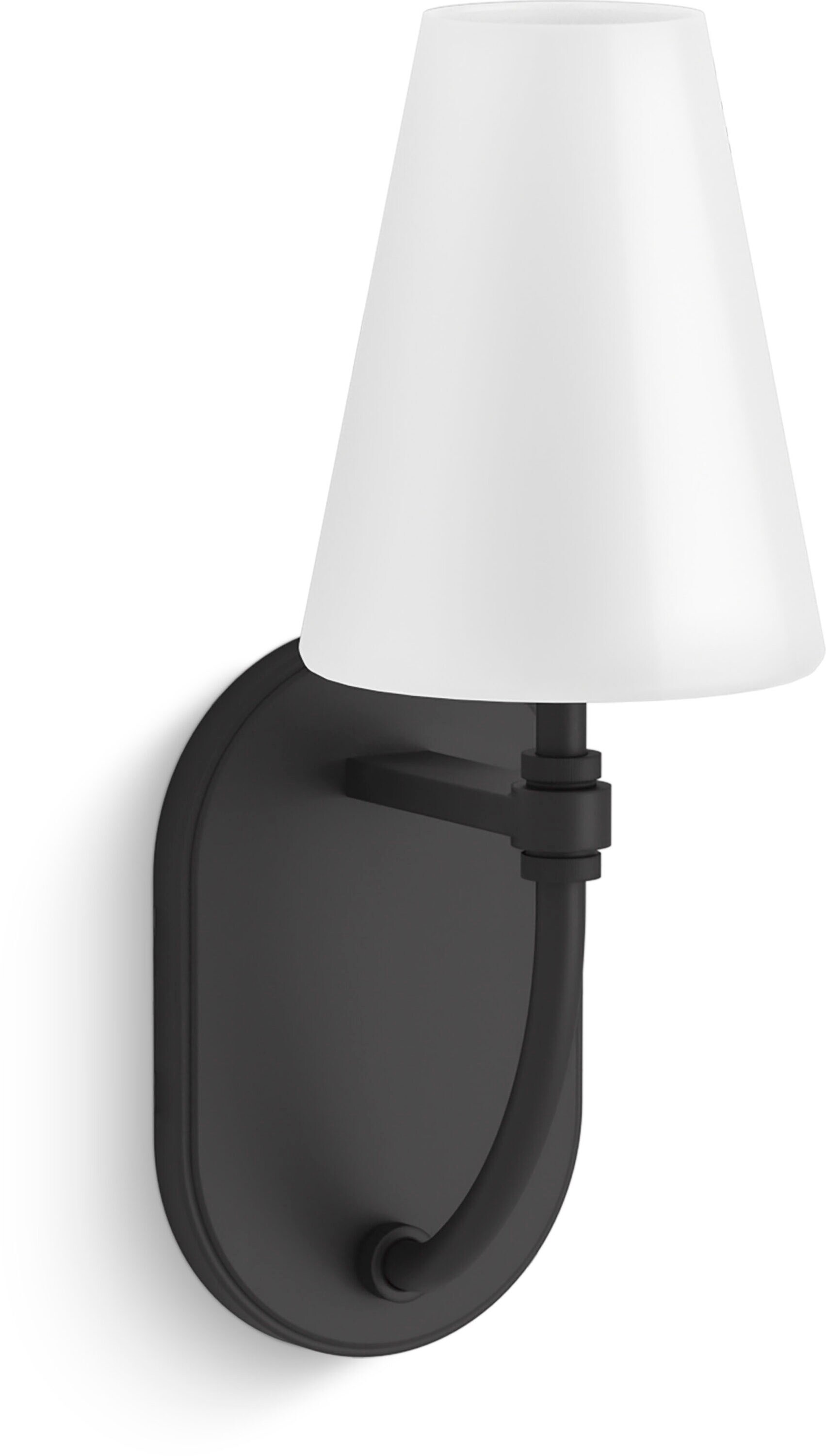 Matte Black Direct Wired Electric Wall Sconce with Milk Glass Shade