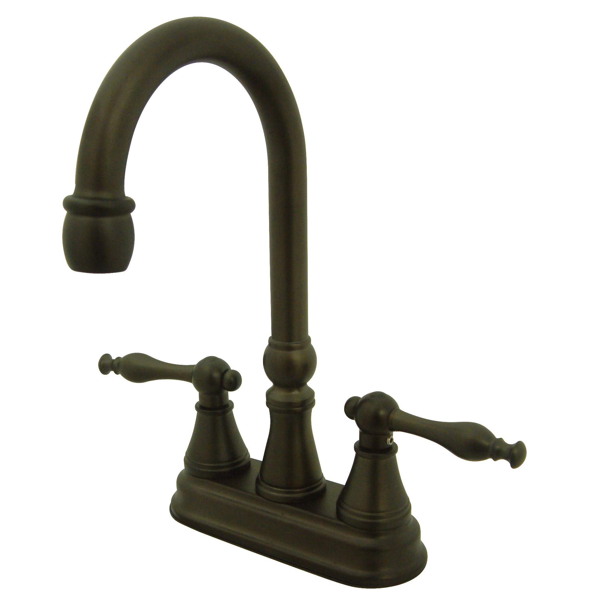 Kingston Brass WLKS2495NL Naples Oil-rubbed bronze Double Handle Deck-mount Bar and Prep Kitchen Faucet ( Deck Plate Included )