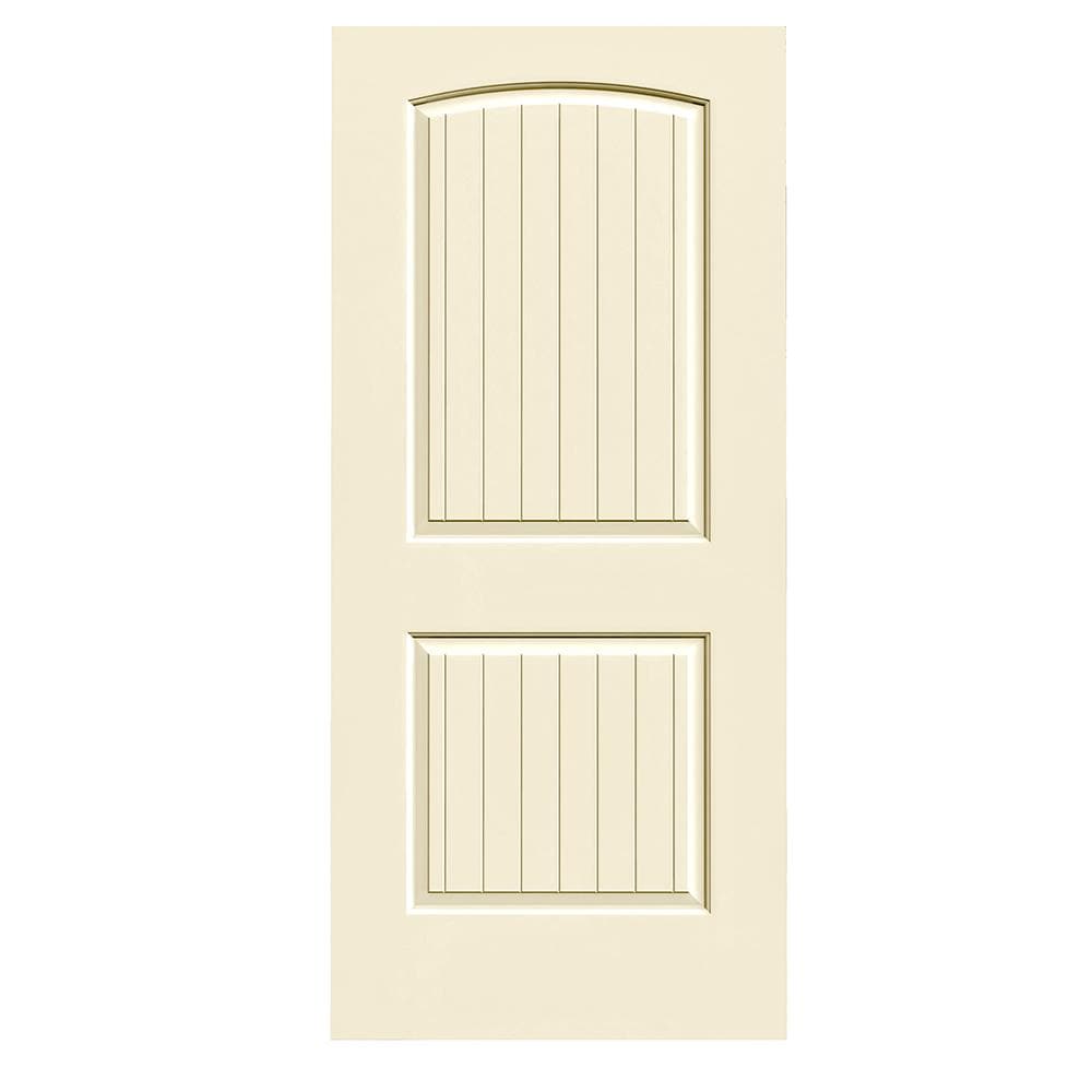 RELIABILT LO1002560 24-in x 80-in Cream-n-Sugar 2-panel round top plank Smooth Hollow core Prefinished Molded composite Slab Door