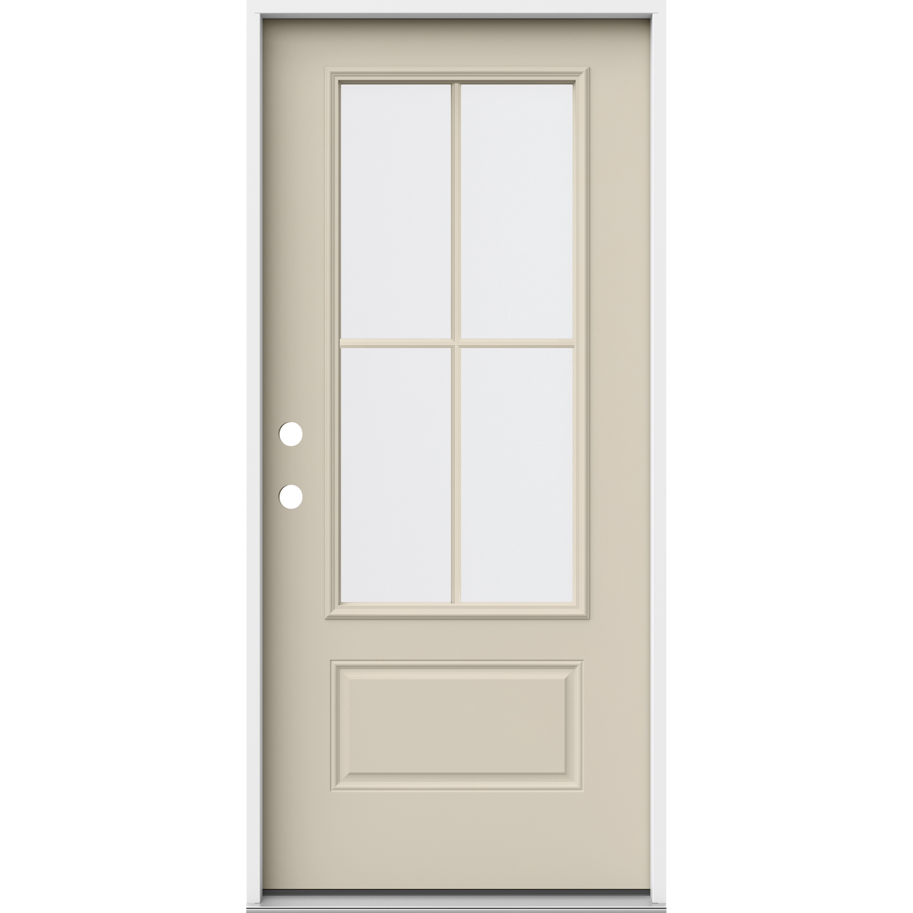 JELD-WEN LOWOLJW230500252 36-in x 80-in x 4-9/16-in Steel 3/4 lite Right-hand inswing Primed Prehung Front Door Insulating core