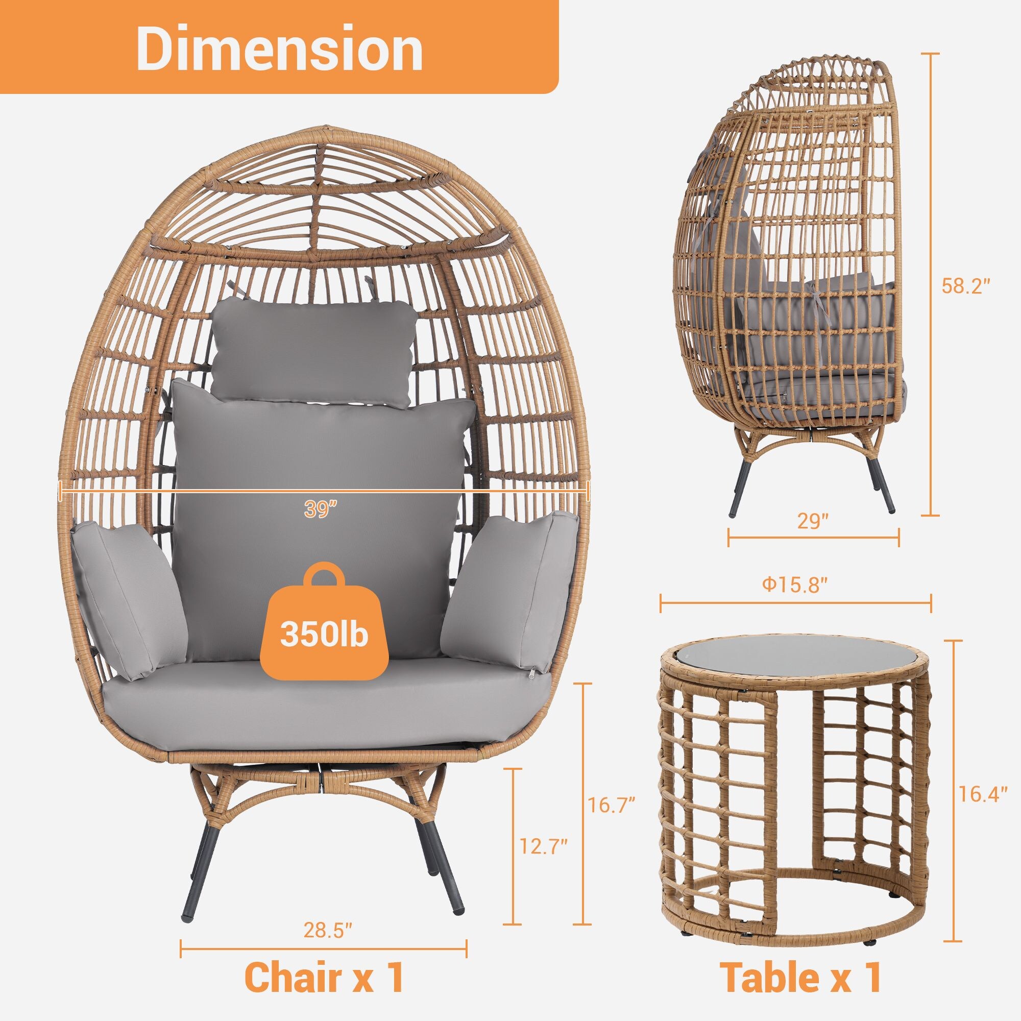 SANSTAR L-RJDC53LY-3P Patio-Conversation-Sets - View #2