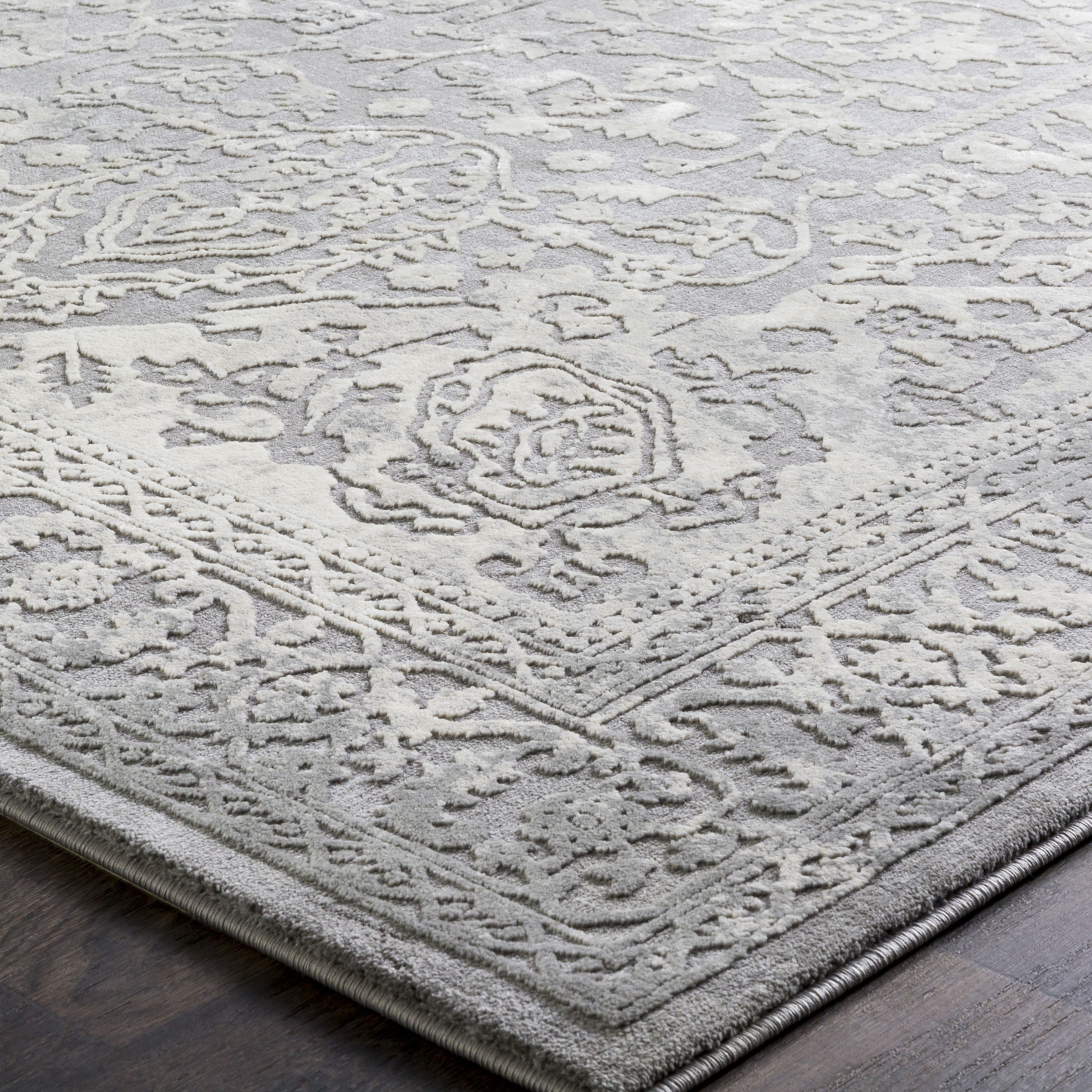 Elegant Medallion 8' x 10' Overdyed Gray Wool Blend Area Rug