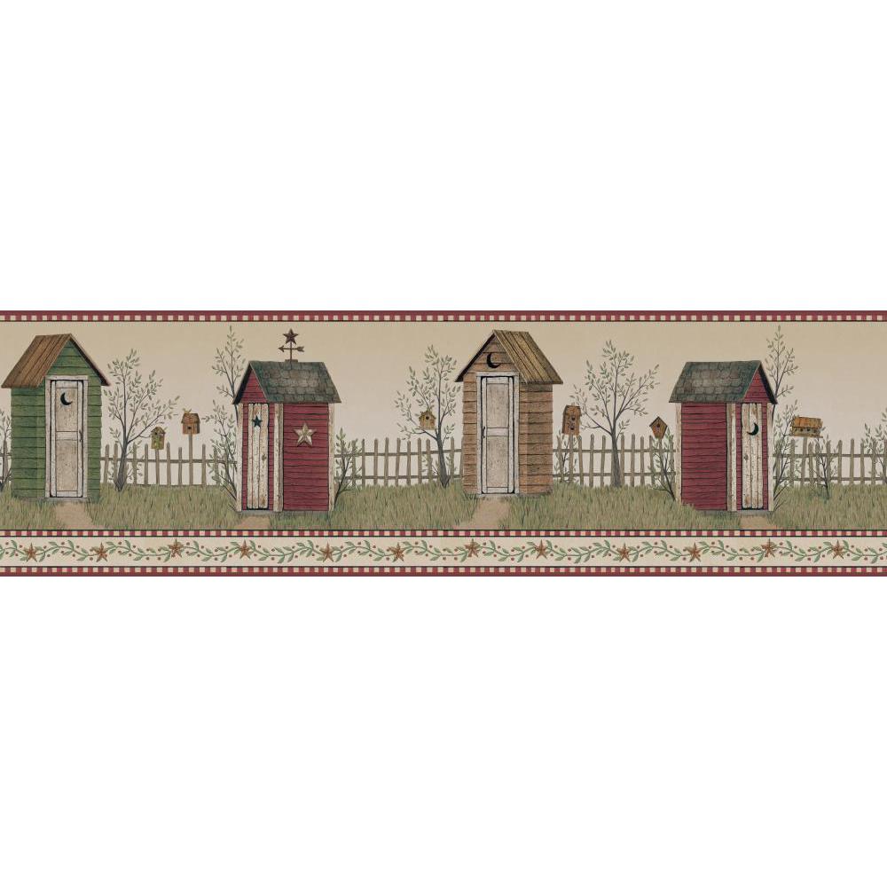 York Wallcoverings 9in Brown/Red/Green Prepasted Wallpaper Border in