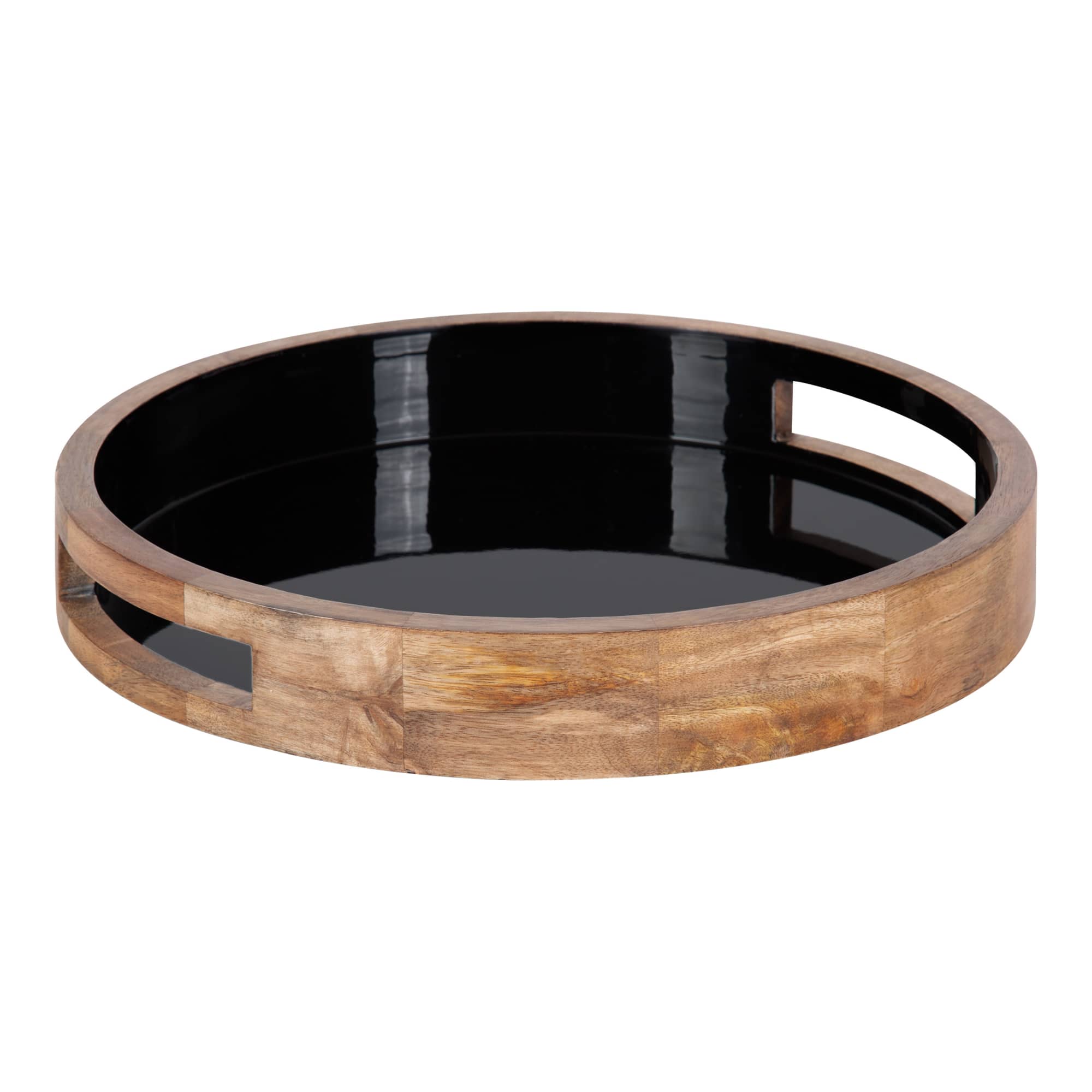 Kate and Laurel - Ehrens Round Decorative Wood Tray