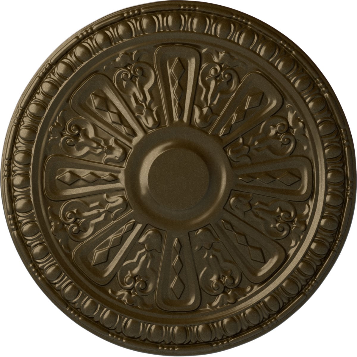 Ekena Millwork CM18RA2BRS Raymond 18-in W x 18-in L Painted Brass Polyurethane Whole Ceiling Medallion