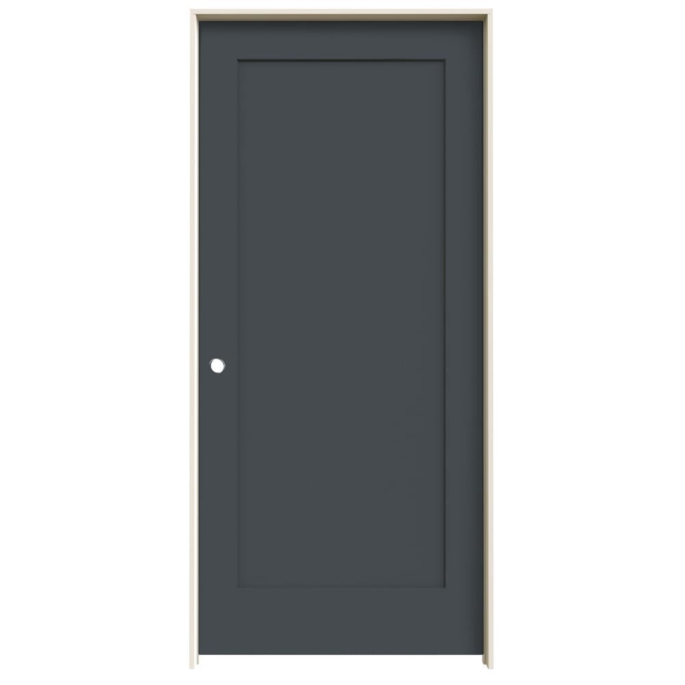 JELD-WEN LOWOLJW225300509 36-in x 80-in Steele Gray Hollow core 1-panel square Right hand Smooth Prefinished Molded composite Flat Jamb Single Prehung Interior Door
