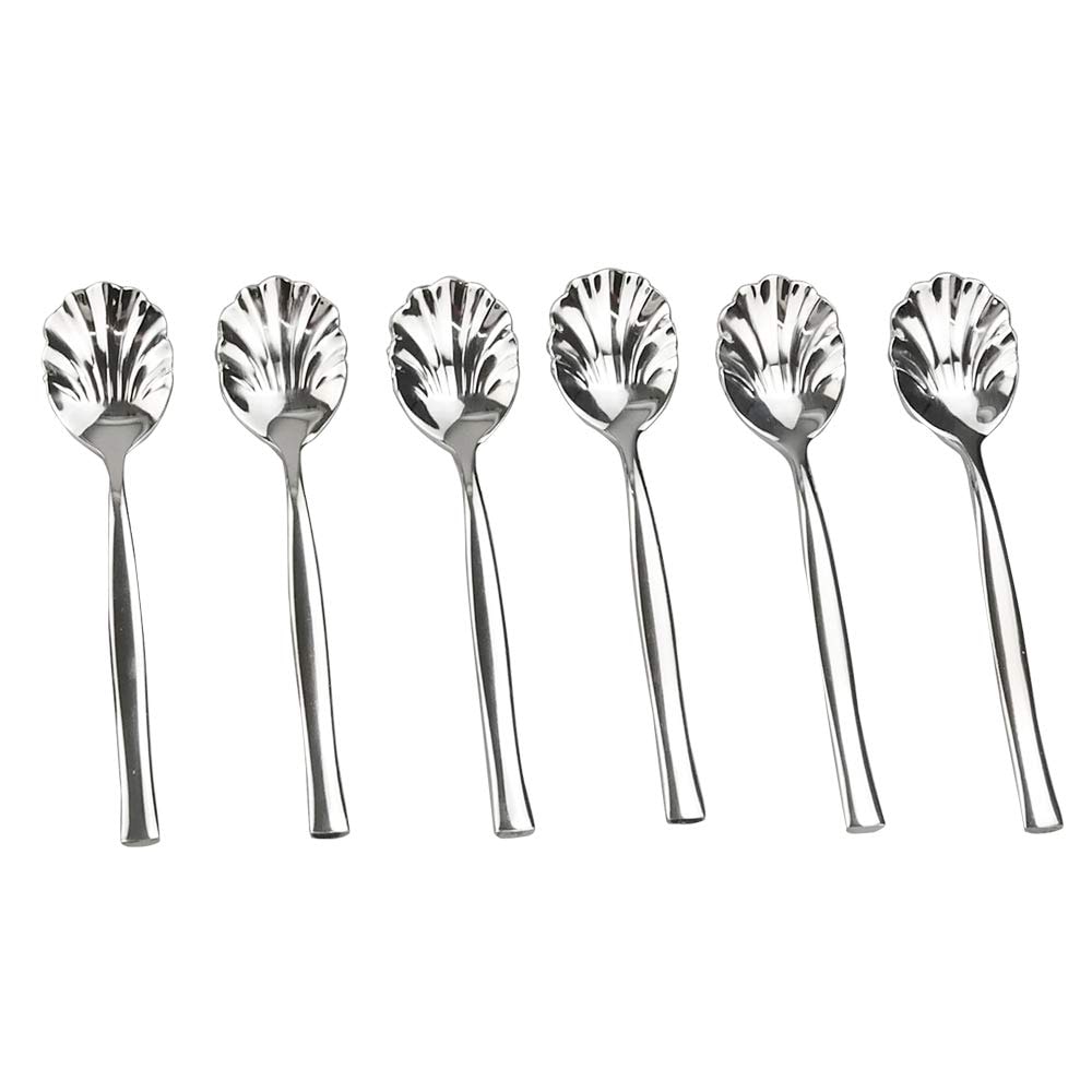 Aoibox  12 Piece Stainless Steel Shell Shape Sugar Spoon Set for Coffee Tea and Dessert Serving Specialty Flatware