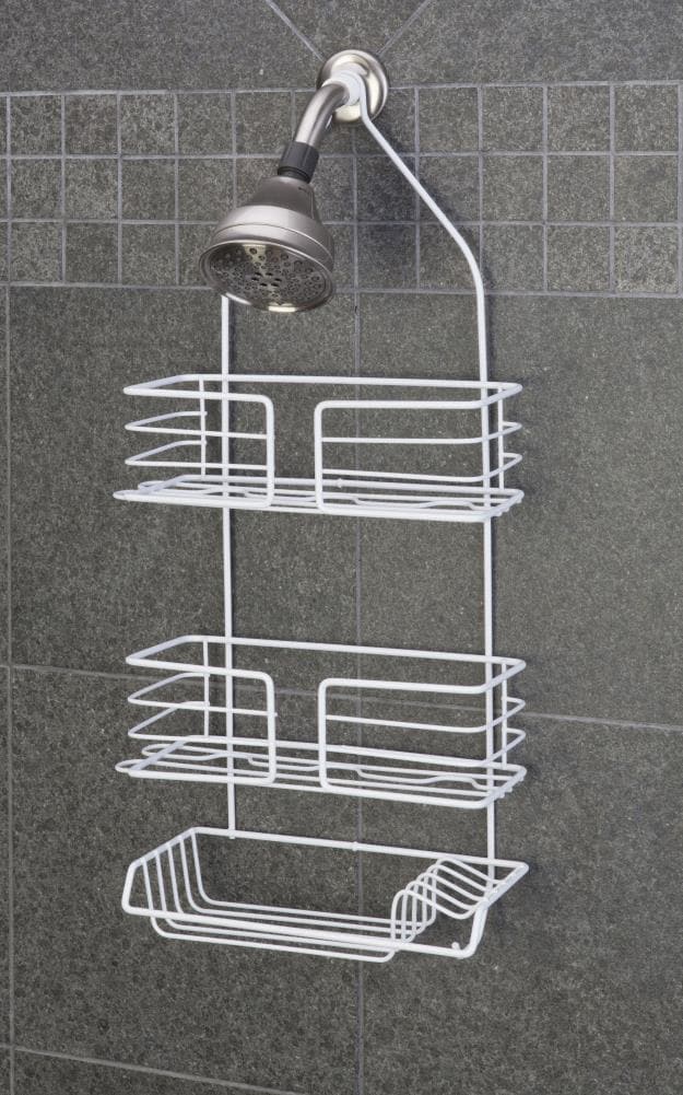 White Steel 3-Shelf Floor Freestanding Shower Caddy 12-in x 5.5-in in the  Bathtub & Shower Caddies department at
