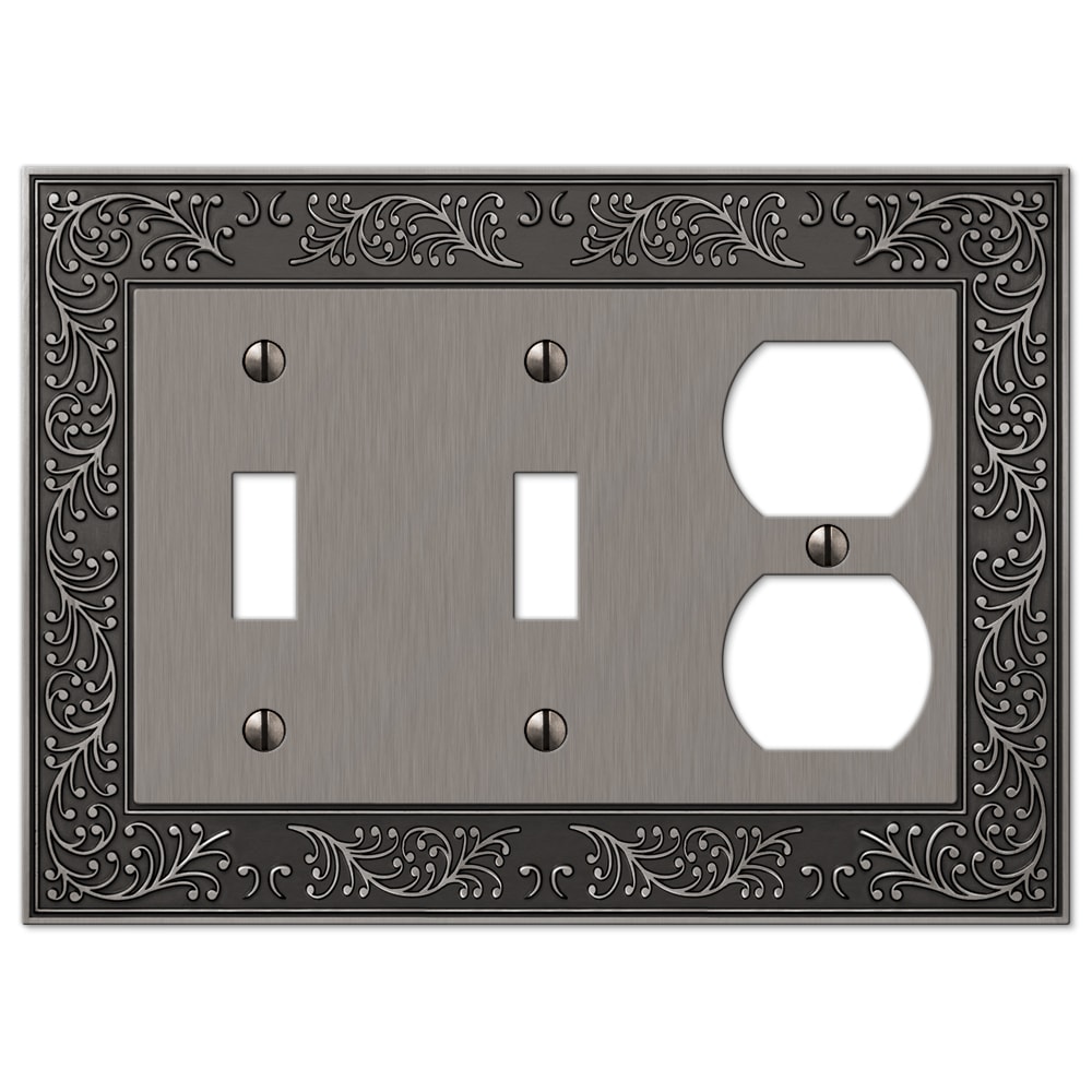 Amerelle 43TTDAN 3 -Gang Specialty Size Antique Nickel Metal Indoor Toggle/Duplex Wall Plate