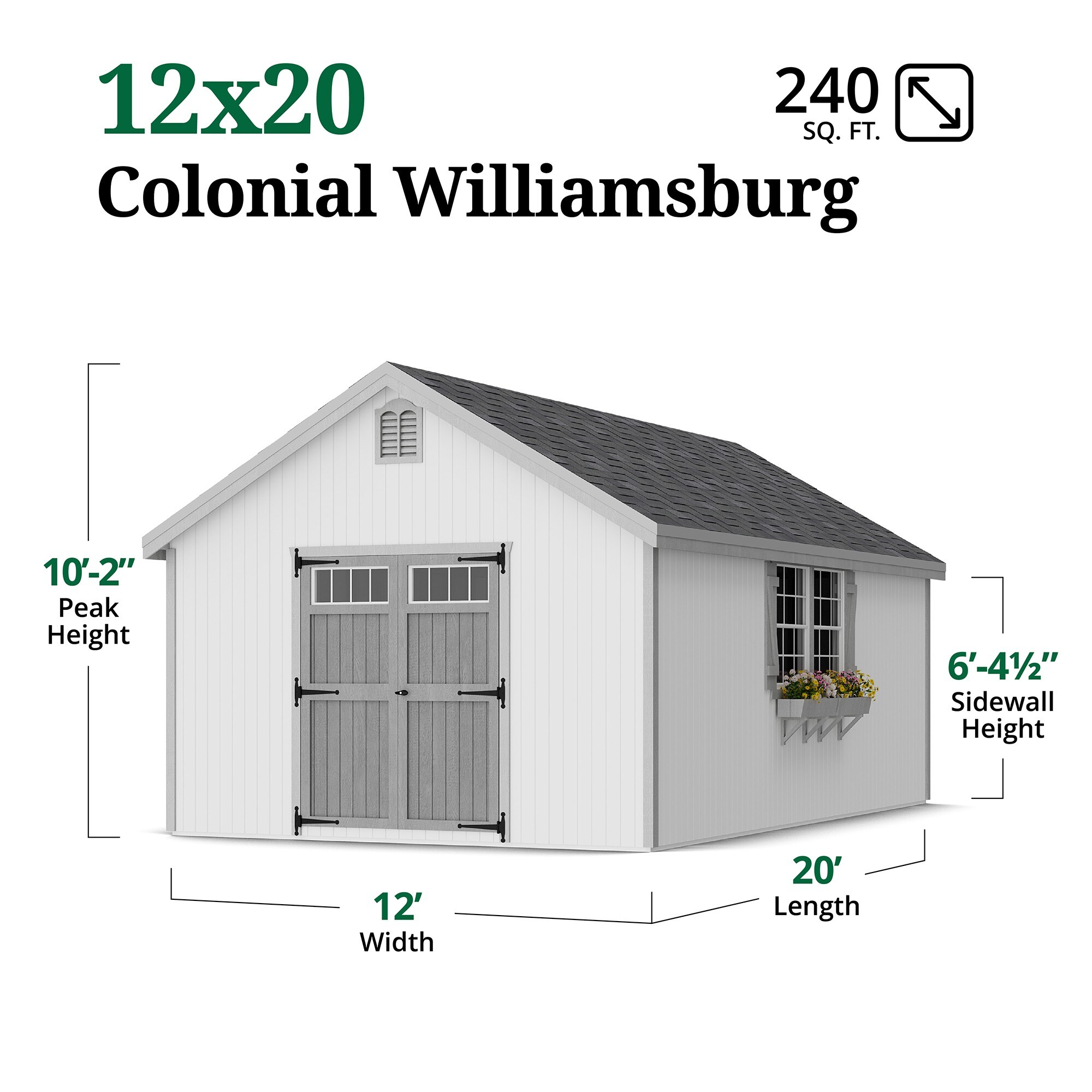 Little Cottage Co 12X20 WCGS-PC-FK Wood-Storage-Buildings - View #3