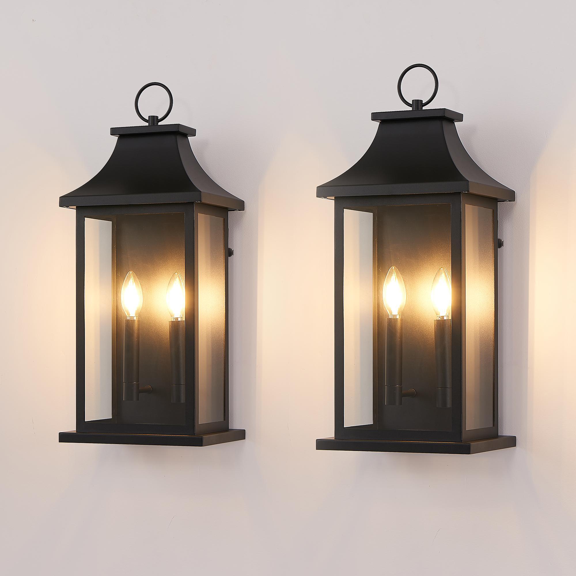 Bayfeve 2-Pack 2-Light 22.2-in H Matte Black Hardwired Dusk to Dawn Outdoor Wall Light (Bulbs Not Included)