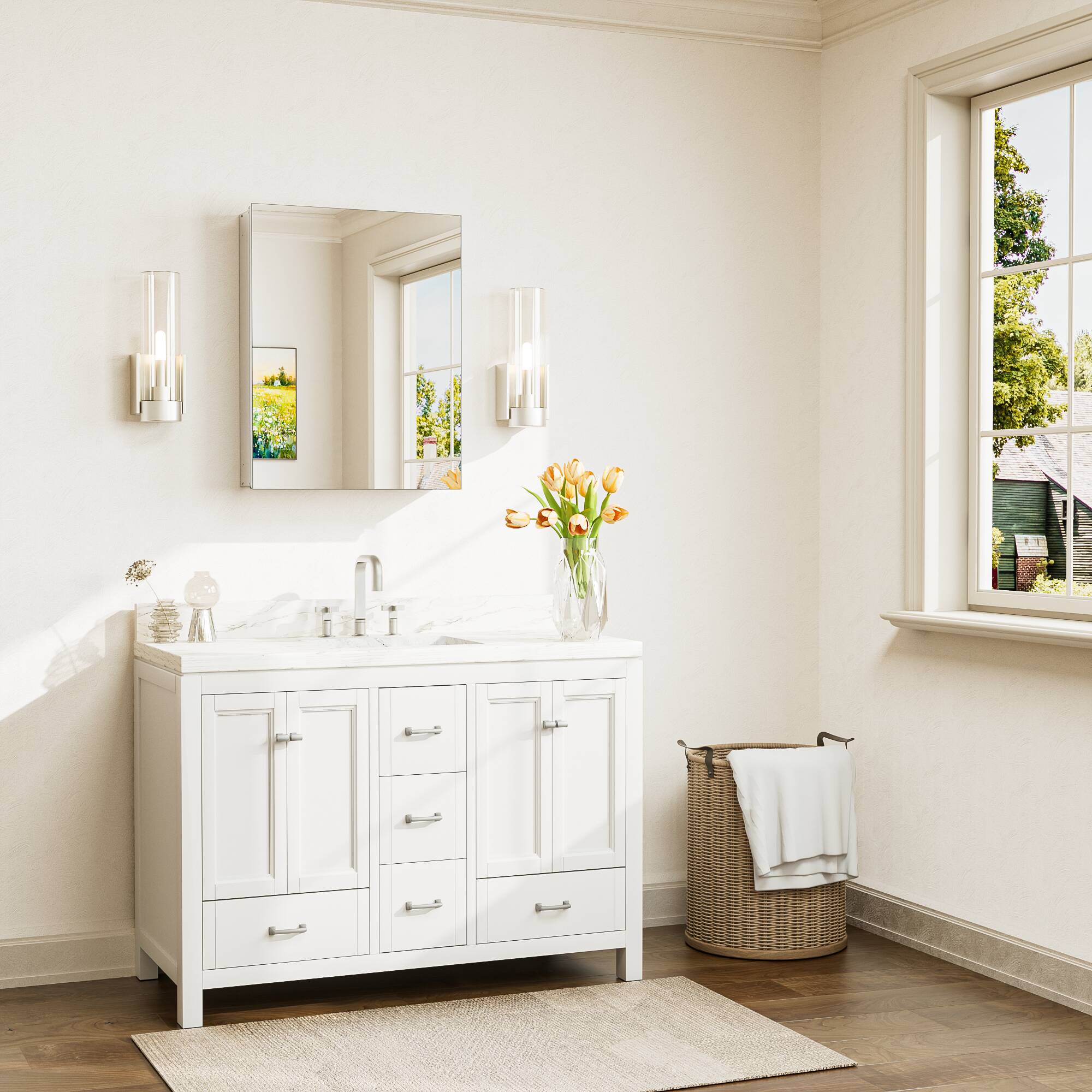 Keonjinn LW-JG-FXFJP-5166-SI Bathroom-Medicine-Cabinets - View #2