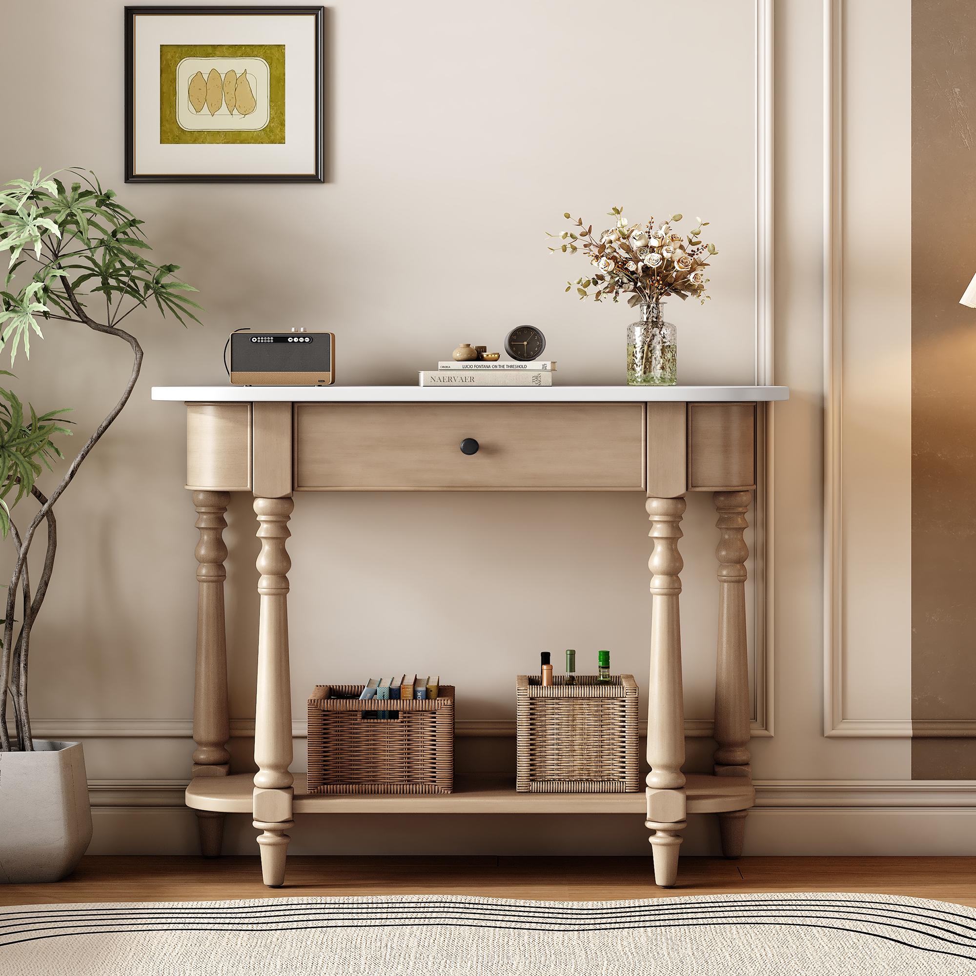 Bayfeve BF-71301B-IN Retro Entryway Table Rustic MDF and Pine Veneer Console table
