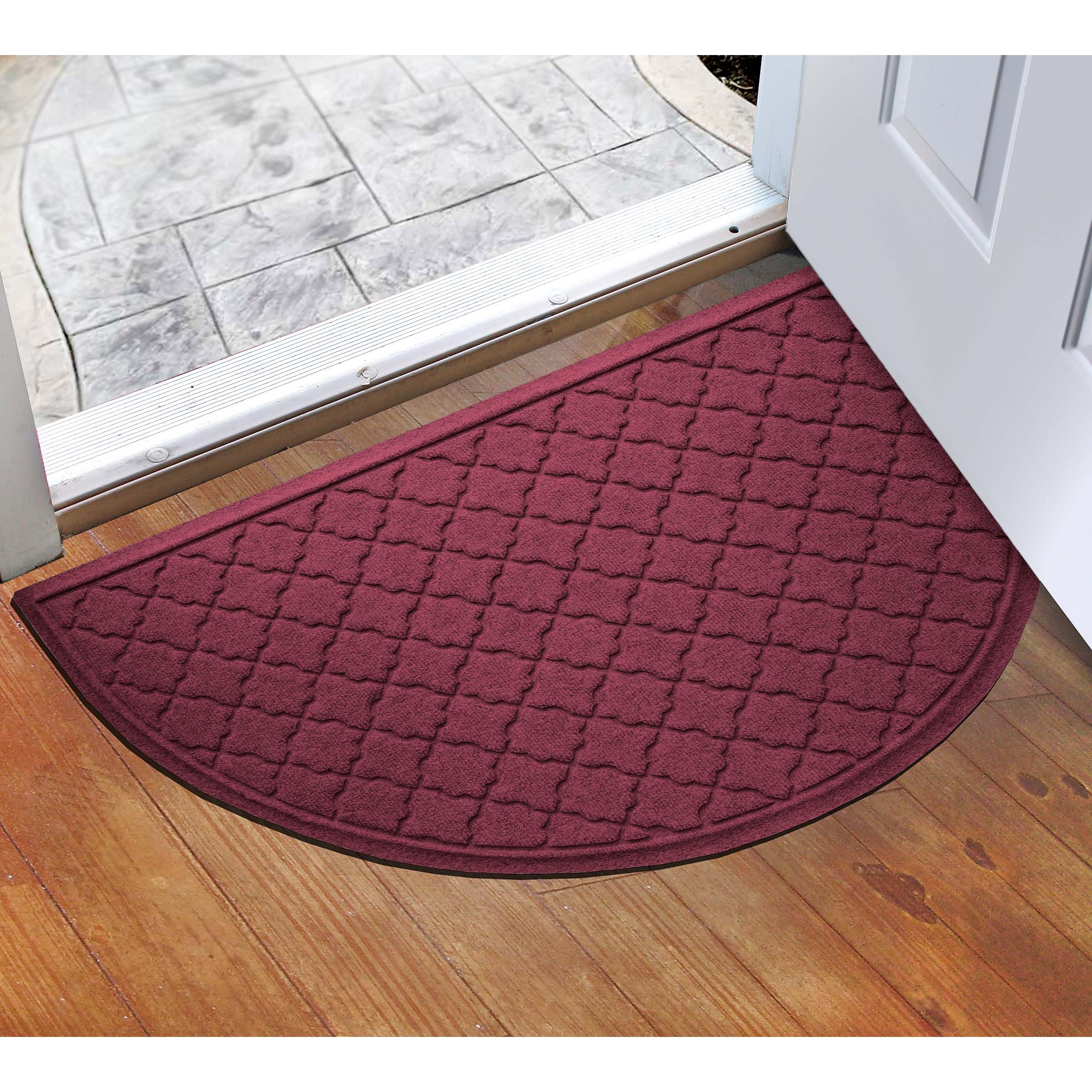 WaterHog 20685602439 2-ft x 3-ft Bordeaux Polyester Half-round Indoor or outdoor Decorative Door mat