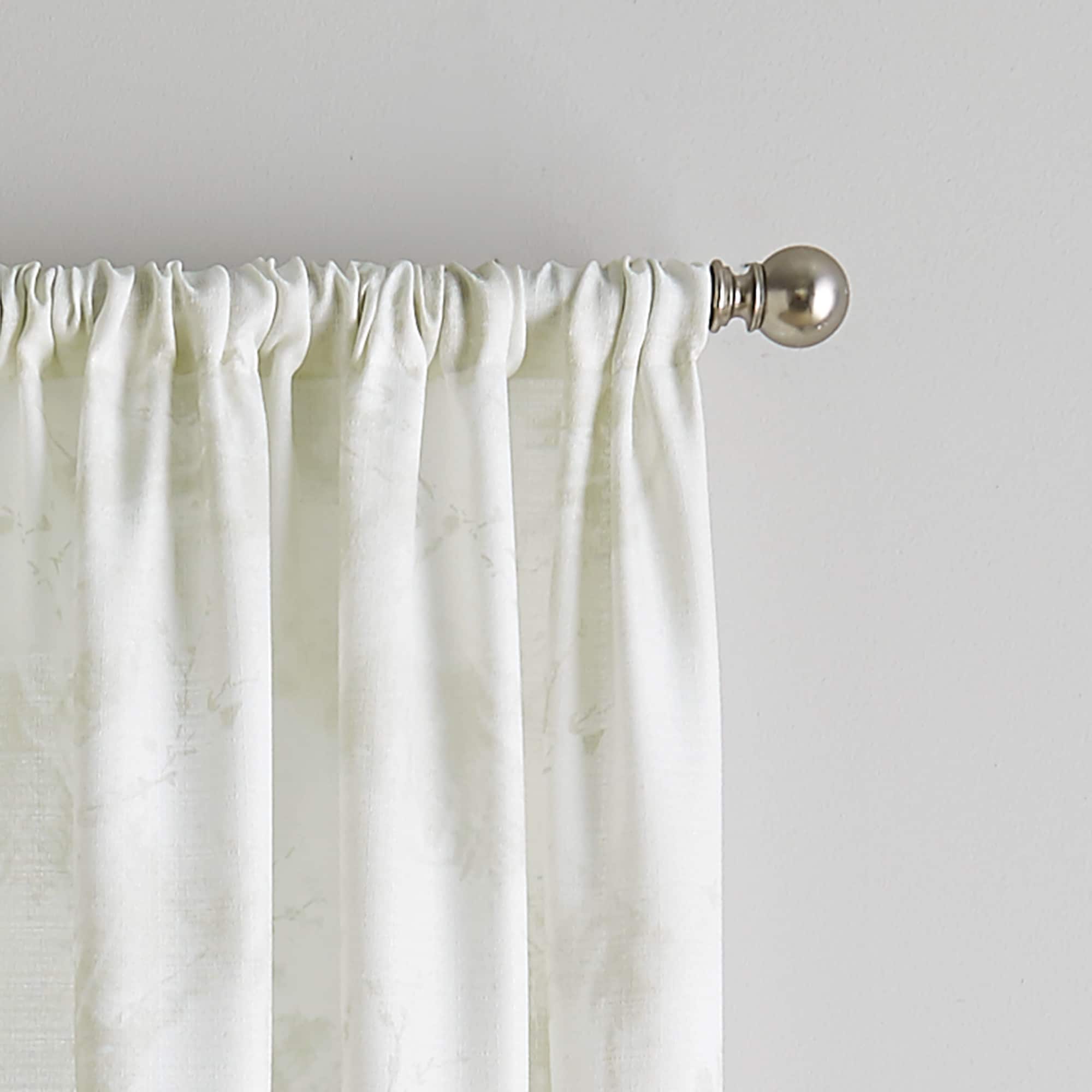 Aqua Floral Light-Filtering Polyester Rod Pocket Curtain Panel, 50" x 63"