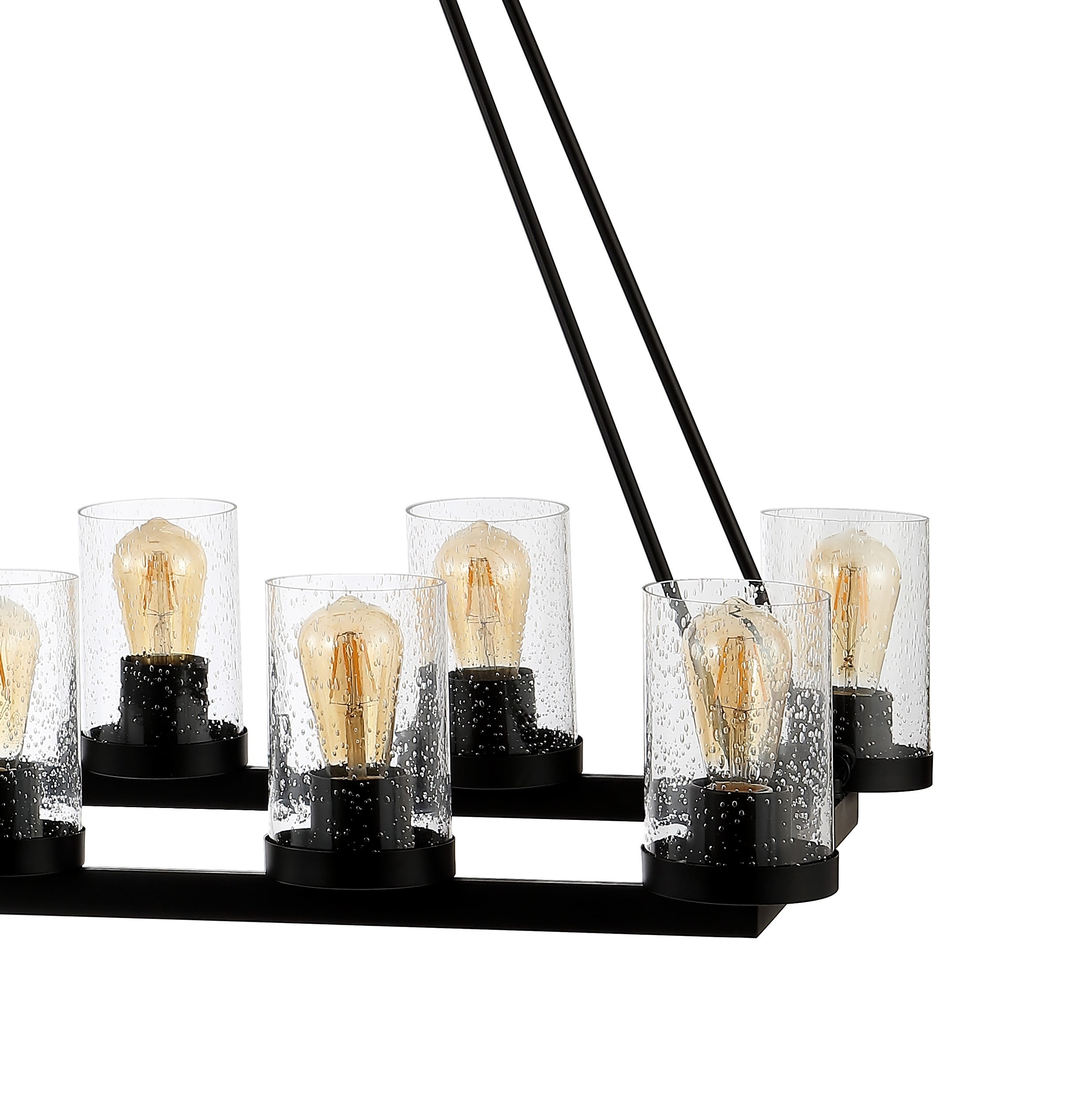 Athos 45.5" 12-Light Black Iron Rustic Farmhouse Chandelier