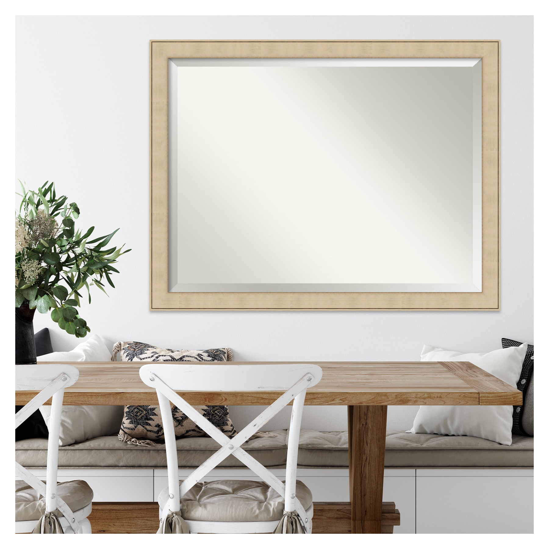 Classic Honey Silver Rectangular Full-Length Wall Mirror 34" x 44"