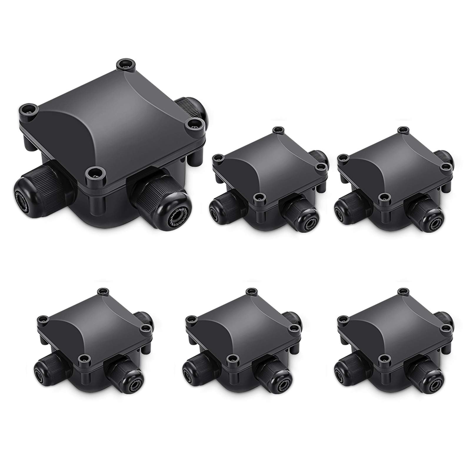 Anqtovp IP68 Waterproof 3 Way Outdoor Junction Box 100 x 84 x 43mm Fits 6mm to 10.2mm Cable for Landscape and Pond Lights 6 Pack #LAN0428J36