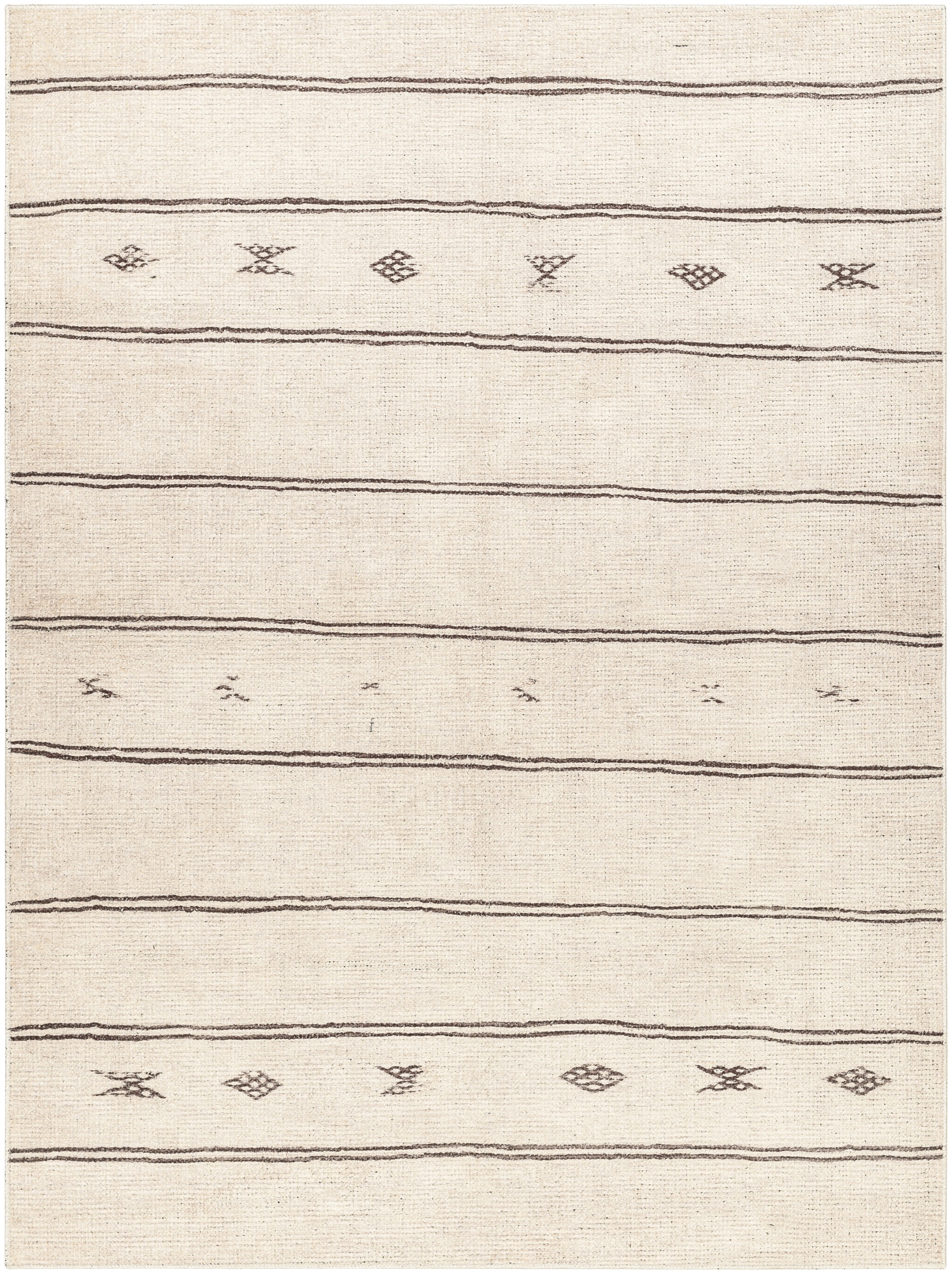 Modern Gray Stripe Synthetic Area Rug 6 ft 7 in Square