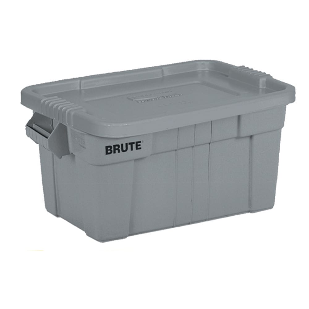 Rubbermaid Commercial Products Brute Medium 14-Gallons (56-Quart) Gray  Weatherproof Heavy Duty Tote with Standard Snap Lid at